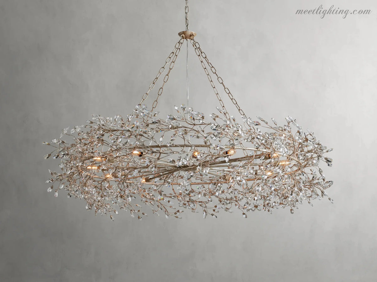 Round Multi-Light Statement Chandelier 39-60 in 6-12 Sockets Metal Crown for Dining Room Foyer Entryway Living Room | Thomler