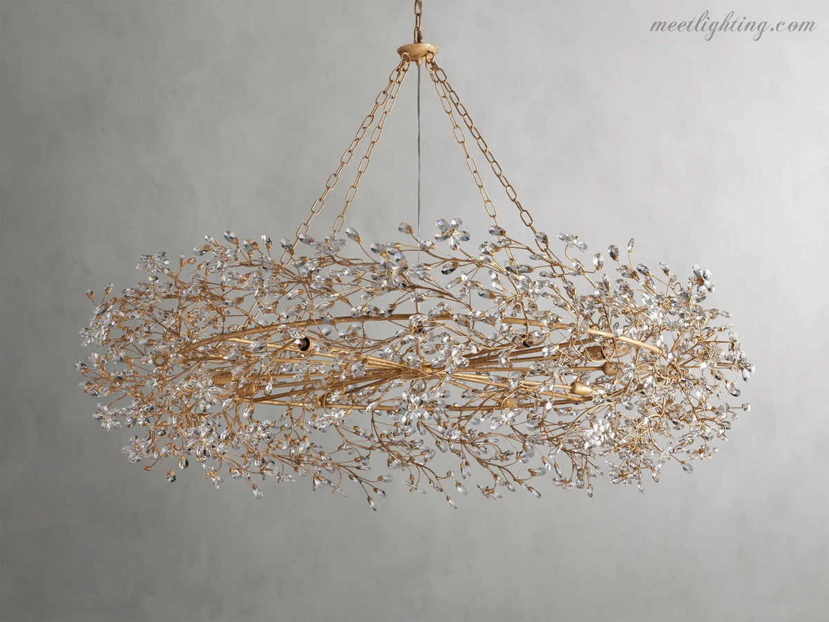 Round Multi-Light Statement Chandelier 39-60 in 6-12 Sockets Metal Crown for Dining Room Foyer Entryway Living Room | Thomler