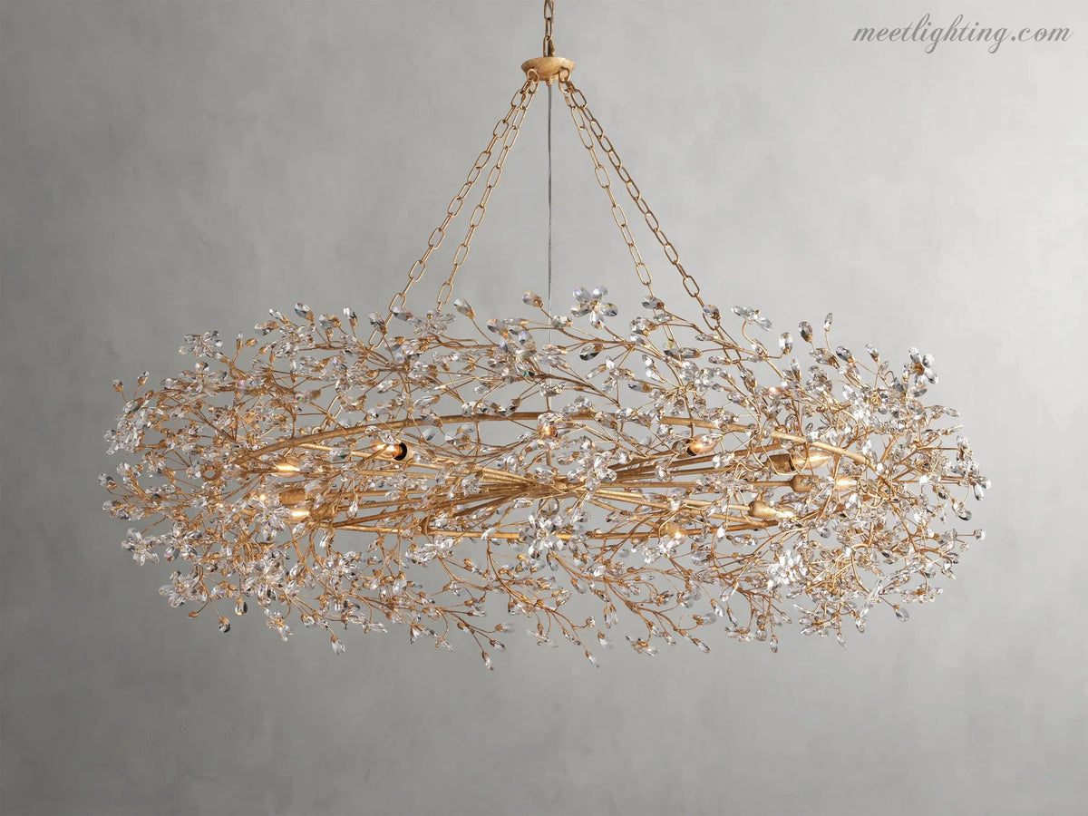 Round Multi-Light Statement Chandelier 39-60 in 6-12 Sockets Metal Crown for Dining Room Foyer Entryway Living Room | Thomler