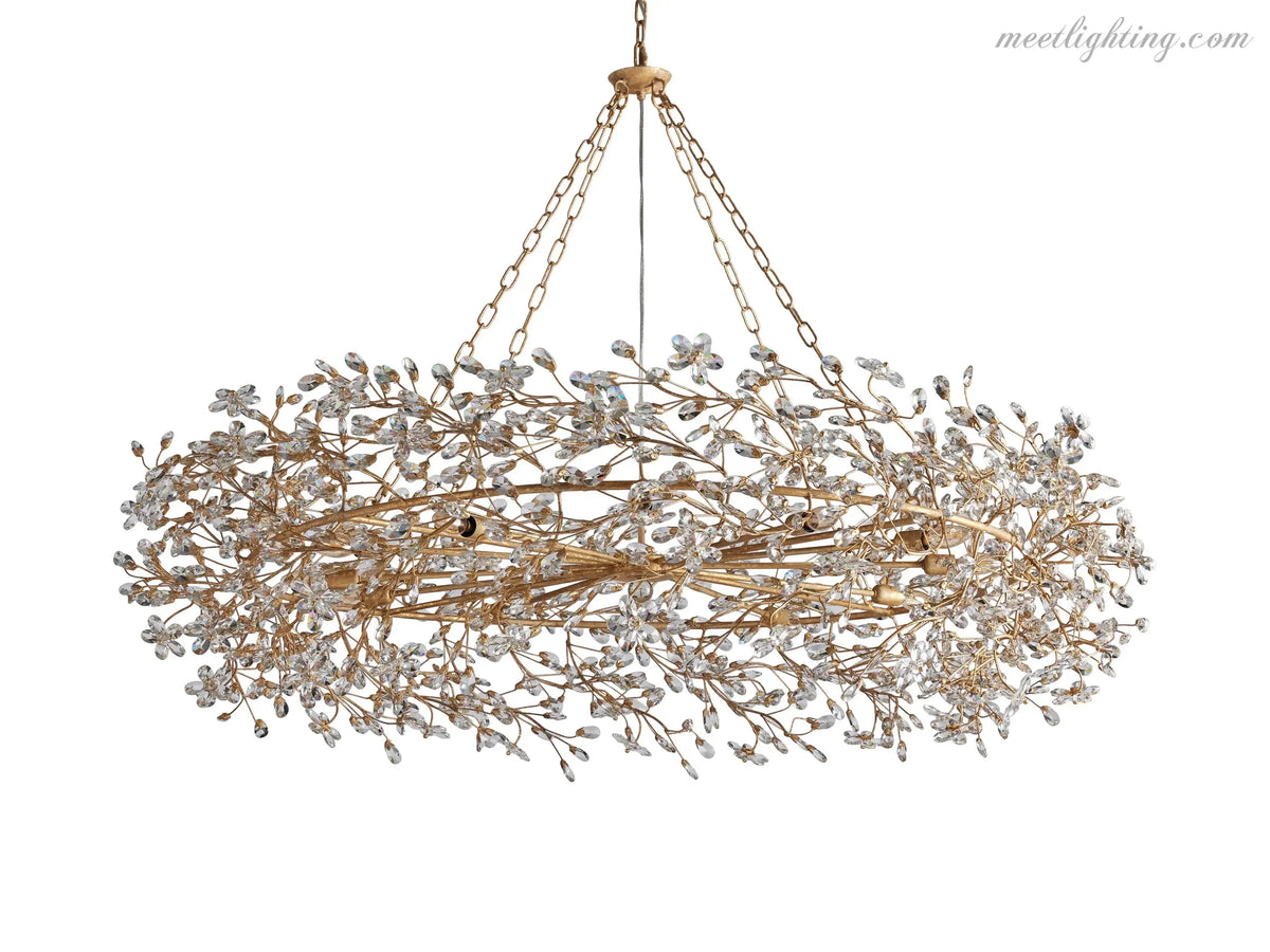 Round Multi-Light Statement Chandelier 39-60 in 6-12 Sockets Metal Crown for Dining Room Foyer Entryway Living Room | Thomler