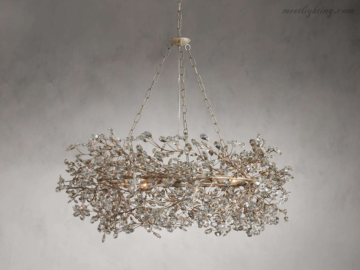 Round Multi-Light Statement Chandelier 39-60 in 6-12 Sockets Metal Crown for Dining Room Foyer Entryway Living Room | Thomler