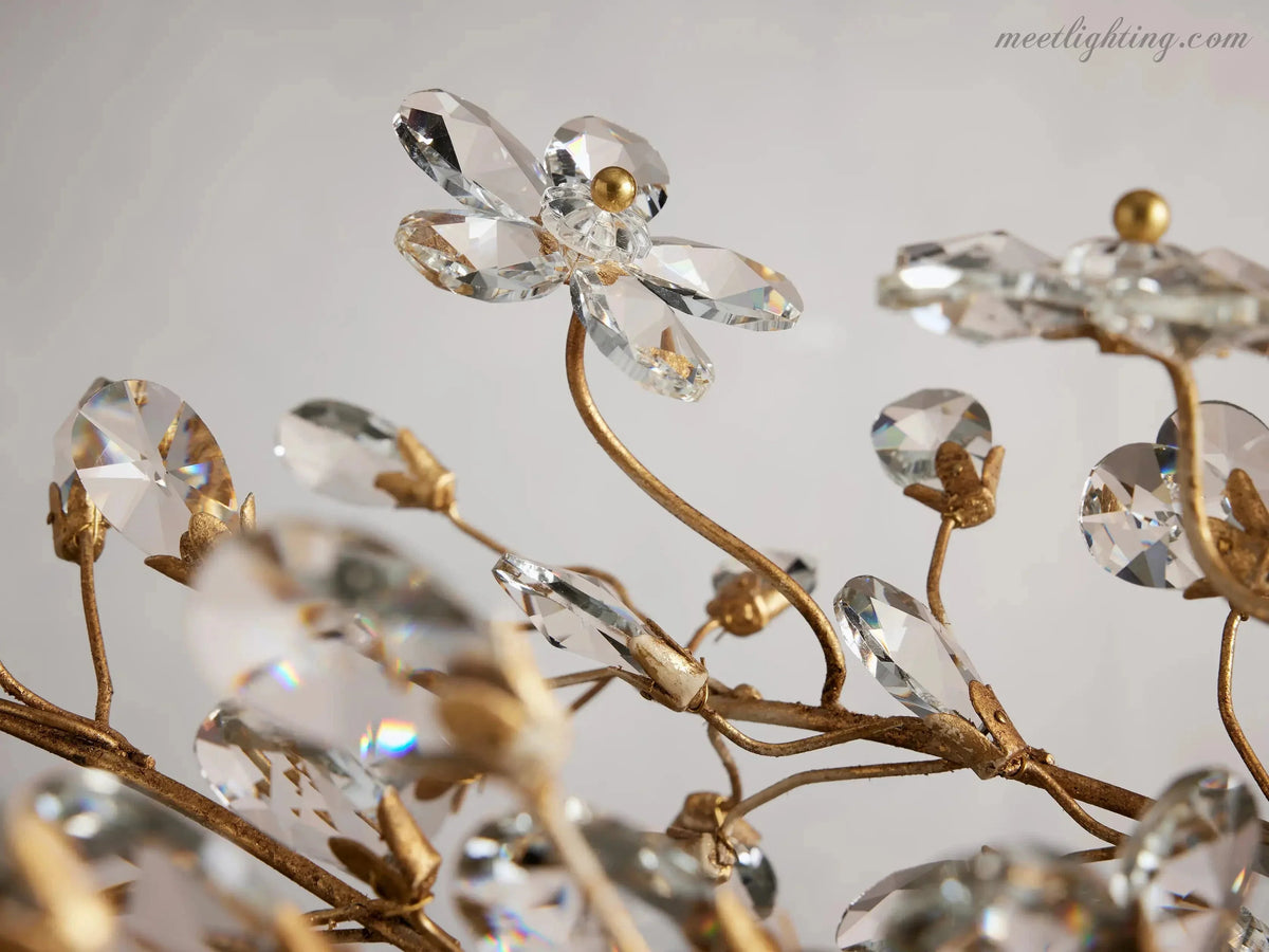 Crystal Branch Chandelier 8-10 Light Linear Fixture for Dining Room Gold Silver Bronze Finish | Thomler