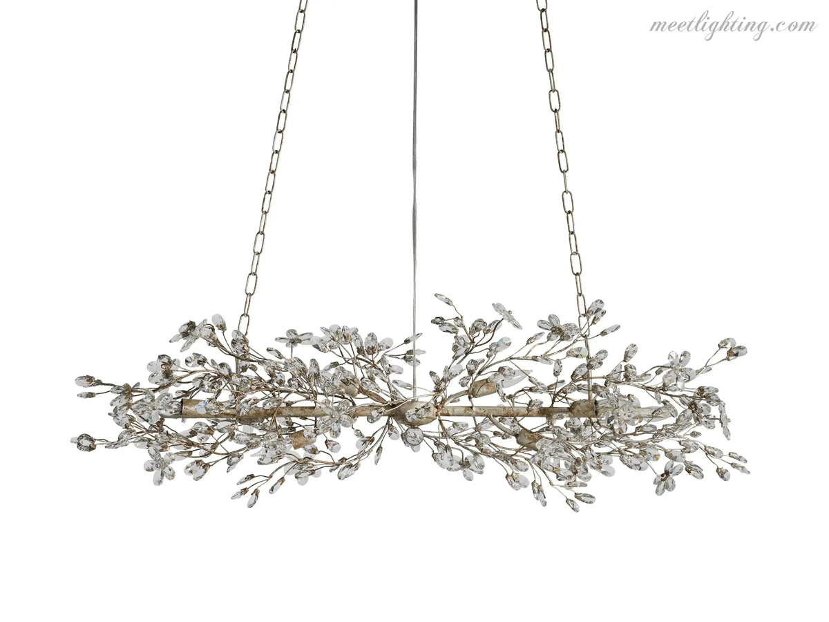 Crystal Branch Chandelier 8-10 Light Linear Fixture for Dining Room Gold Silver Bronze Finish | Thomler