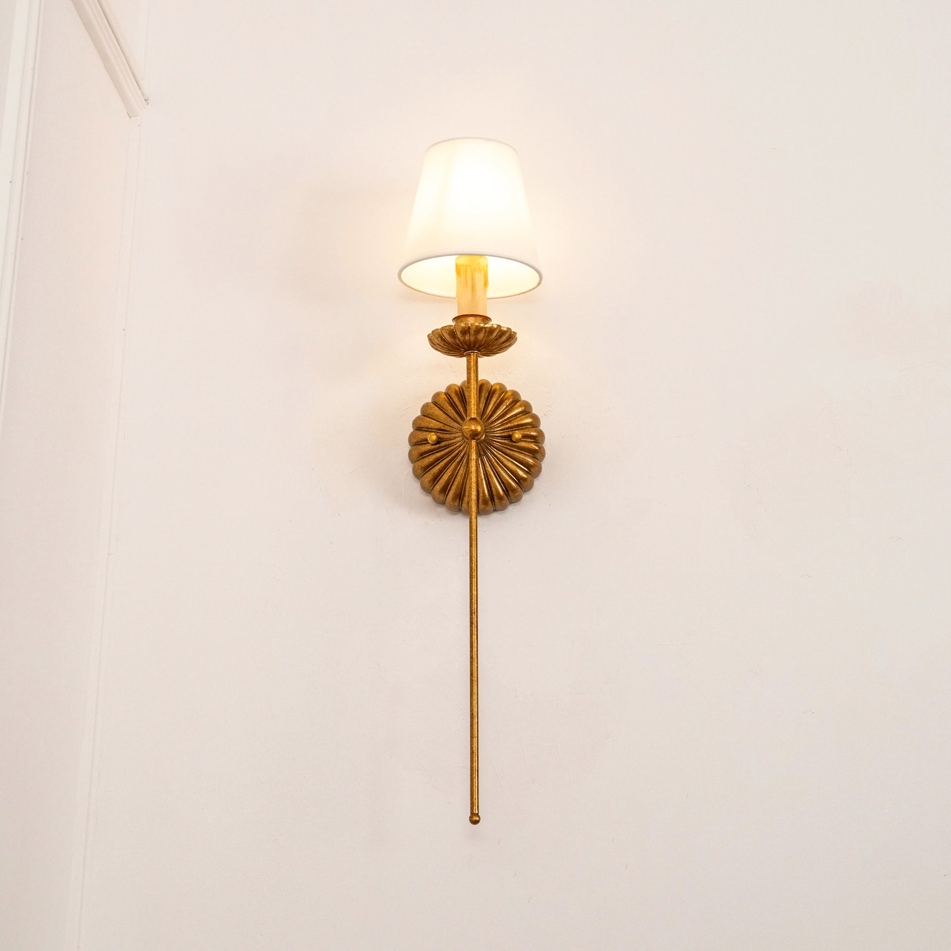 Wall Lamp Metal Fabric Shade 15W Antique Gold Bedroom Hallway Sconce Classic Modern Lighting Fixture | Thomler