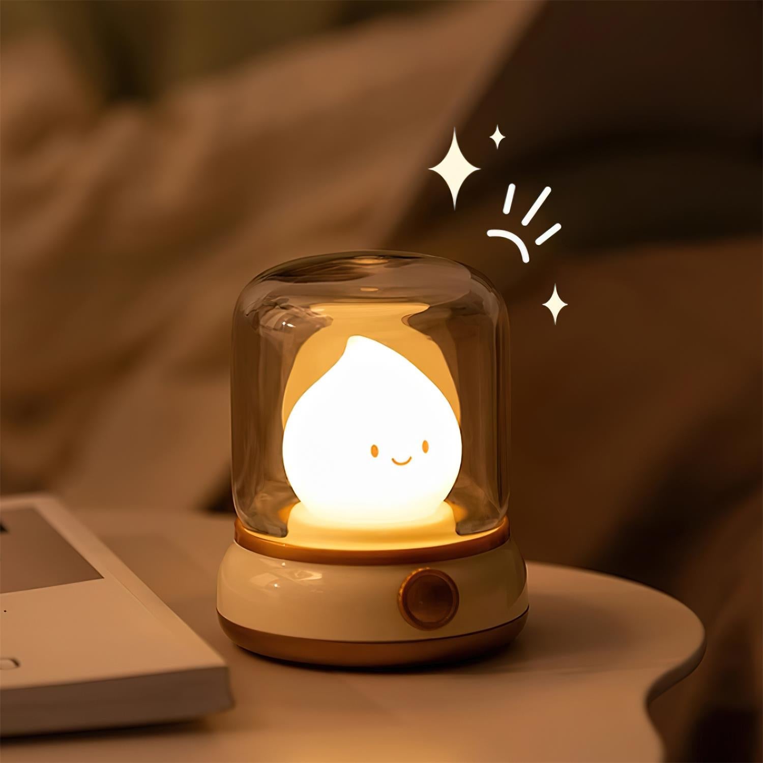 Night Light ABS Flame LED 3.9 in Adjustable Green Beige White Clear Bedroom Desk Accent Lamp | Thomler