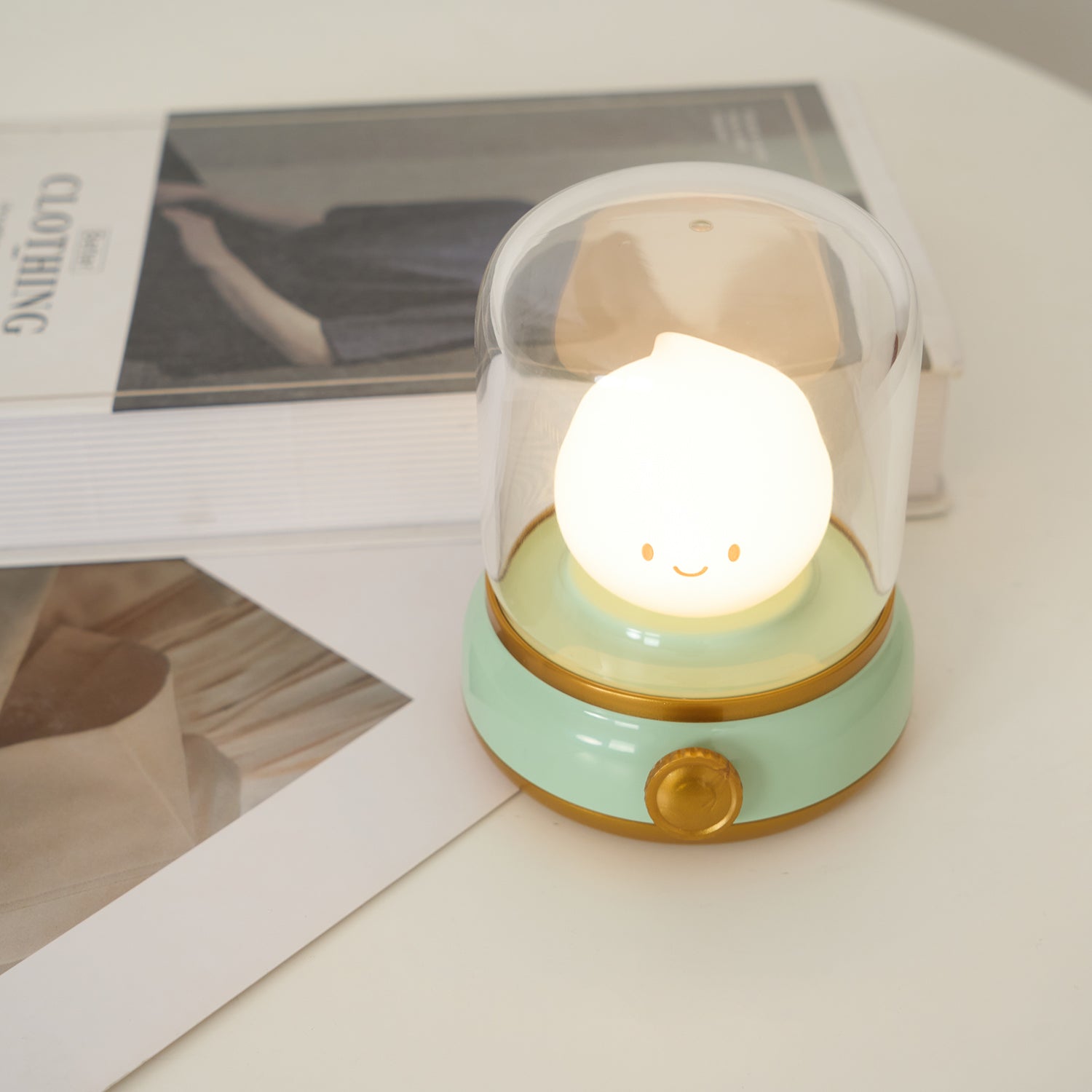 Night Light ABS Flame LED 3.9 in Adjustable Green Beige White Clear Bedroom Desk Accent Lamp | Thomler