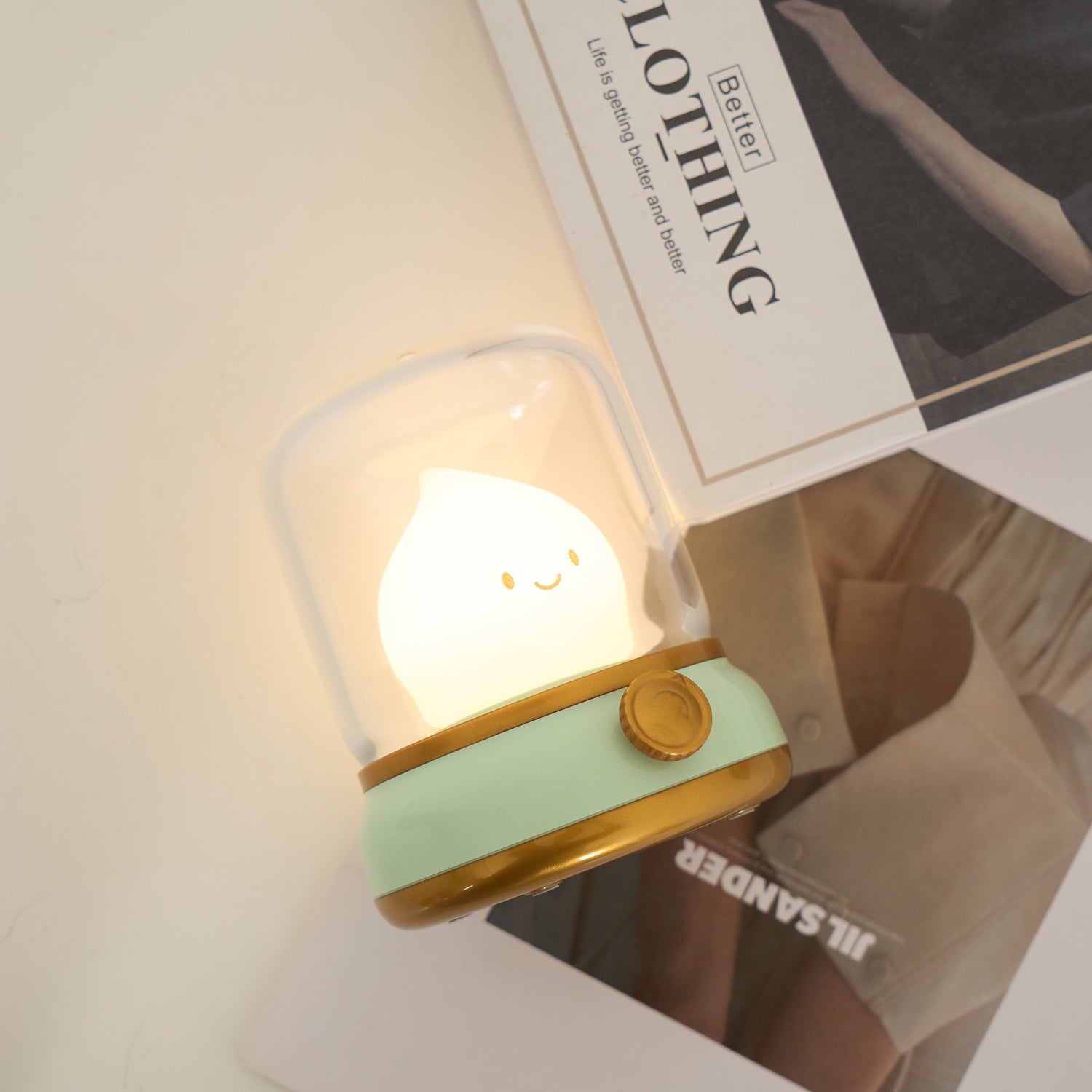 Night Light ABS Flame LED 3.9 in Adjustable Green Beige White Clear Bedroom Desk Accent Lamp | Thomler