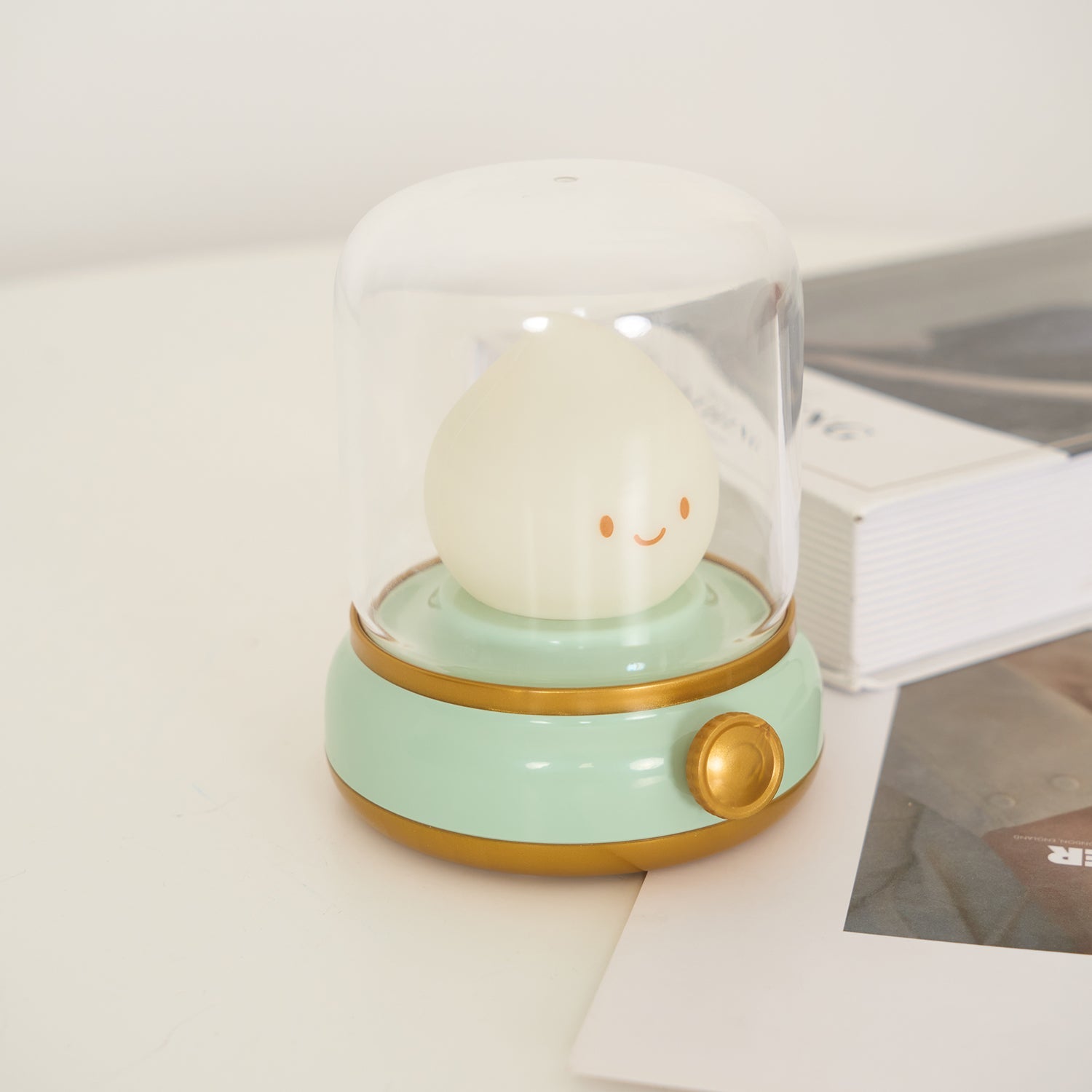 Night Light ABS Flame LED 3.9 in Adjustable Green Beige White Clear Bedroom Desk Accent Lamp | Thomler