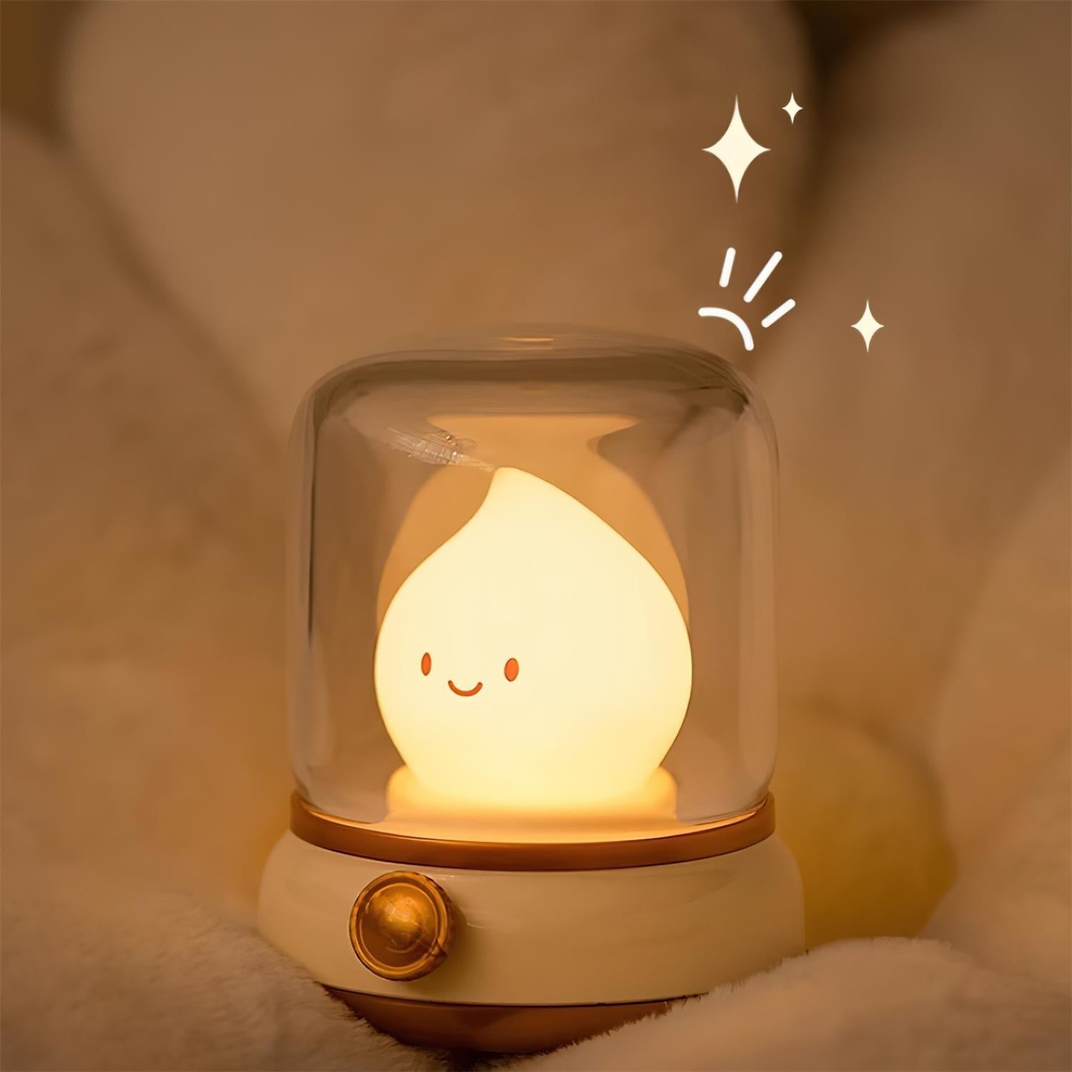 Night Light ABS Flame LED 3.9 in Adjustable Green Beige White Clear Bedroom Desk Accent Lamp | Thomler