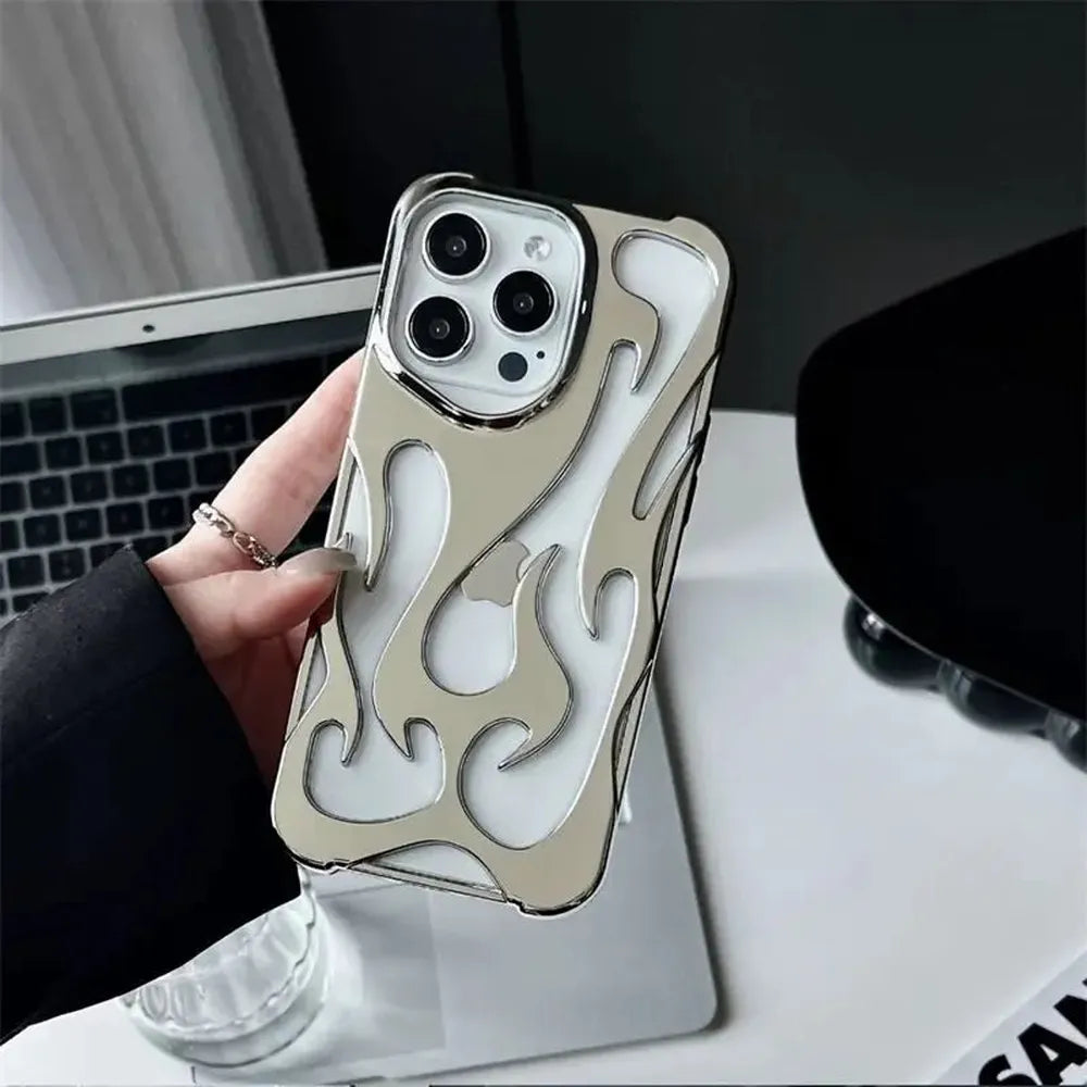 Flame-Patterned Vented iPhone Case with Shock Absorption and Heat Dissipation for iPhone 13, 14, 15, 16, 17, Air, Pro, Pro Max Models | Thomler