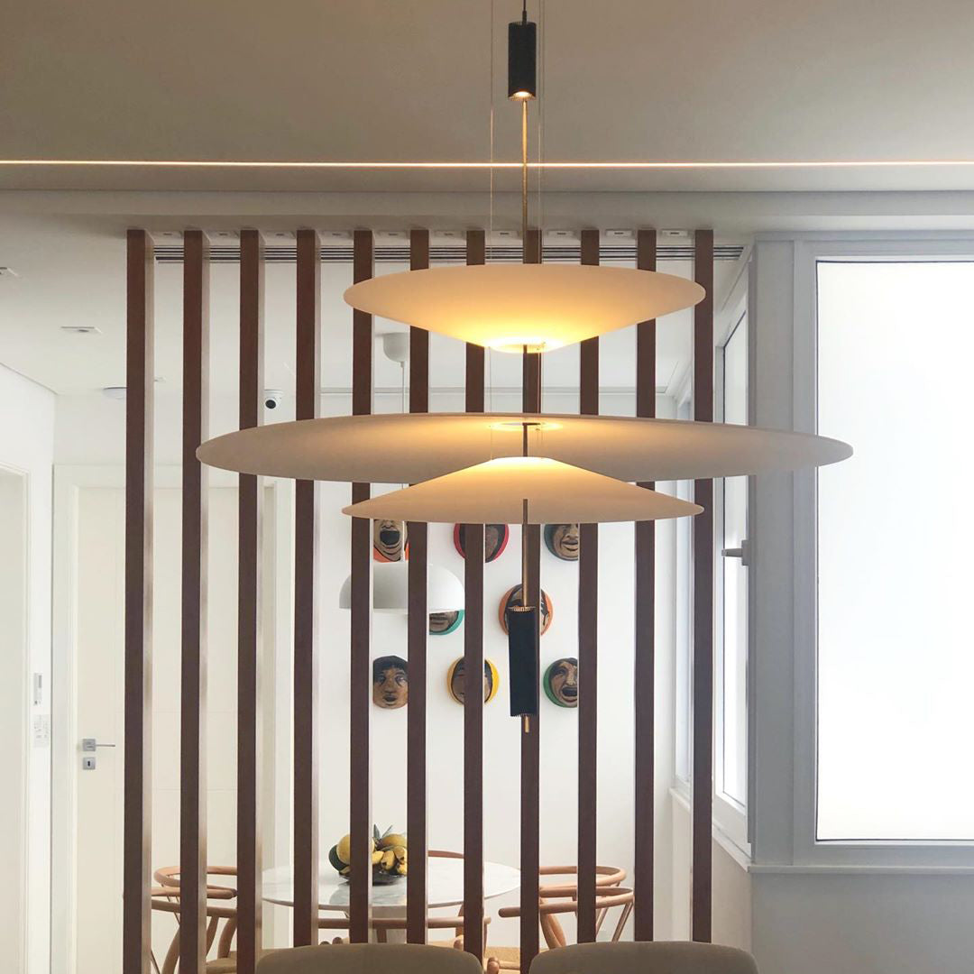 Pendant Light Metal 26 in White LED Ceiling Chandelier Indoor Dining Room Living Area Hanging Lamp | Thomler