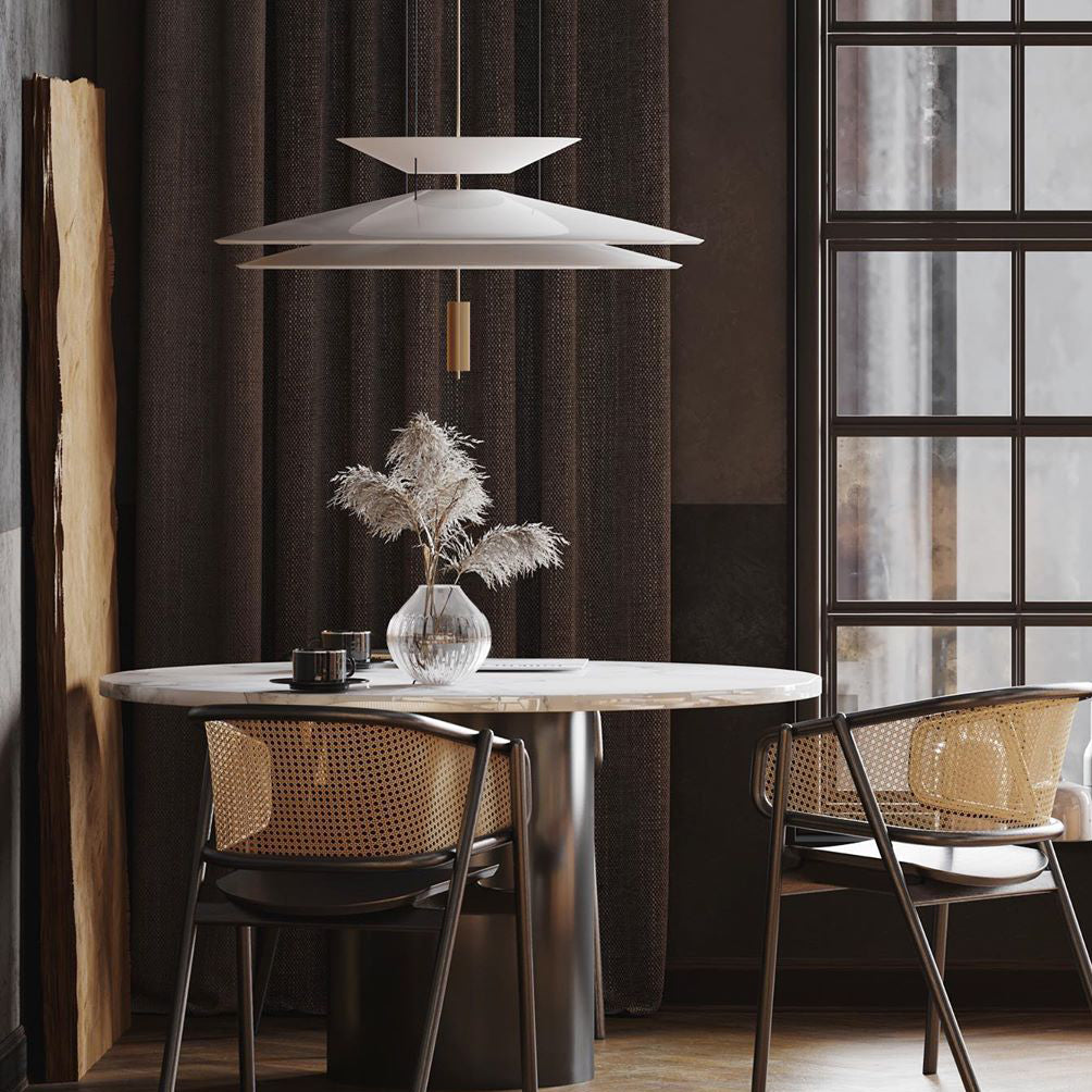 Pendant Light Metal 26 in White LED Ceiling Chandelier Indoor Dining Room Living Area Hanging Lamp | Thomler