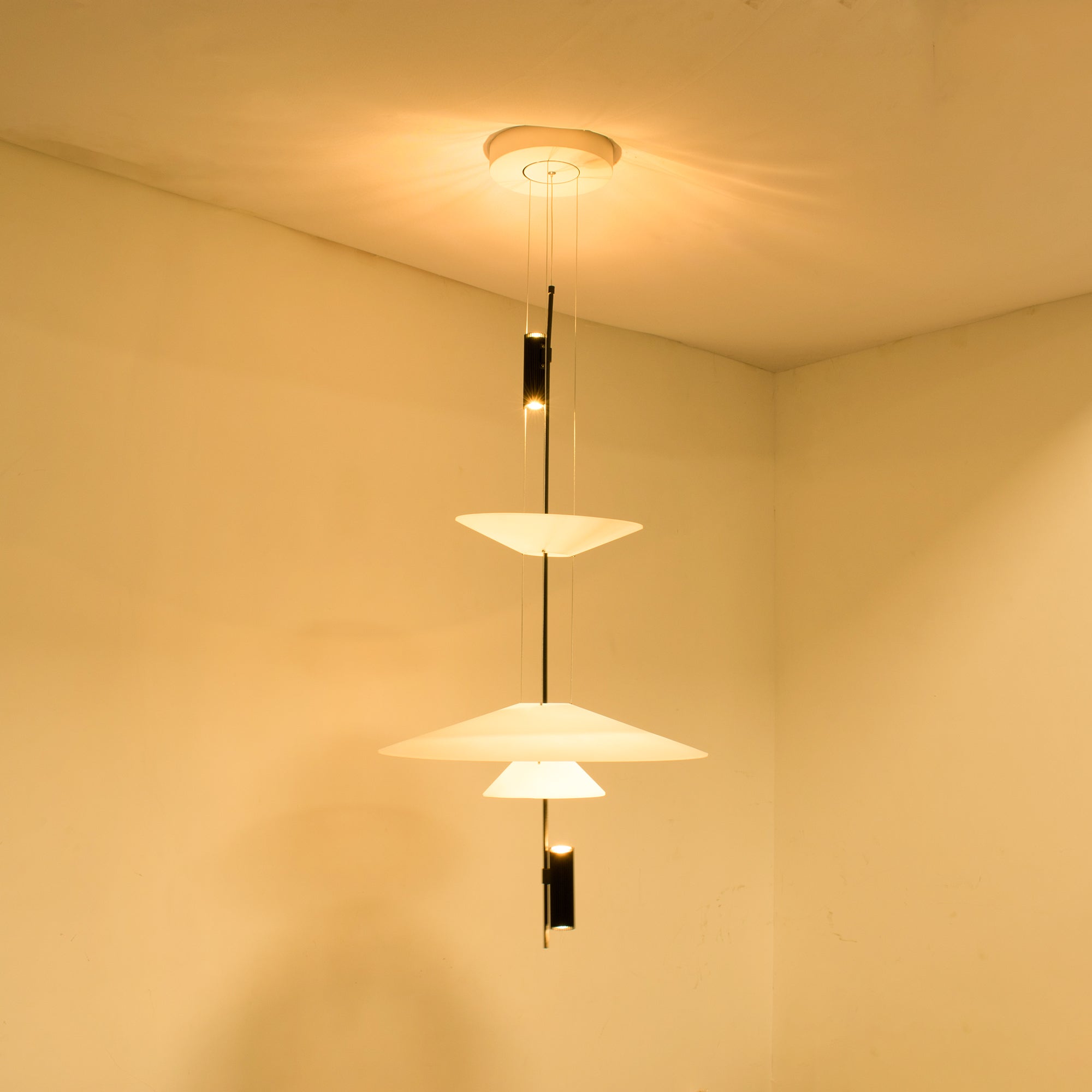 Pendant Light Metal 26 in White LED Ceiling Chandelier Indoor Dining Room Living Area Hanging Lamp | Thomler