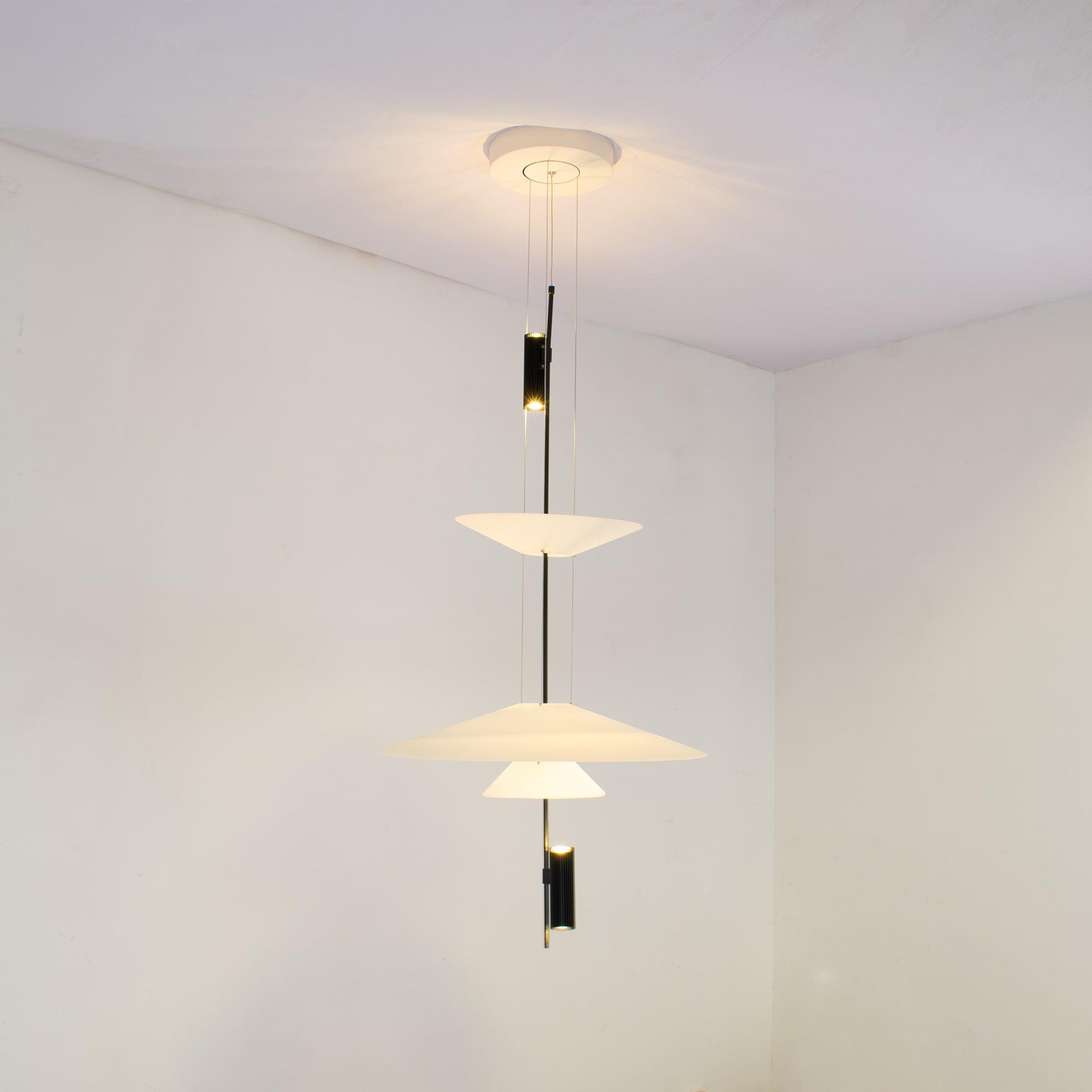Pendant Light Metal 26 in White LED Ceiling Chandelier Indoor Dining Room Living Area Hanging Lamp | Thomler