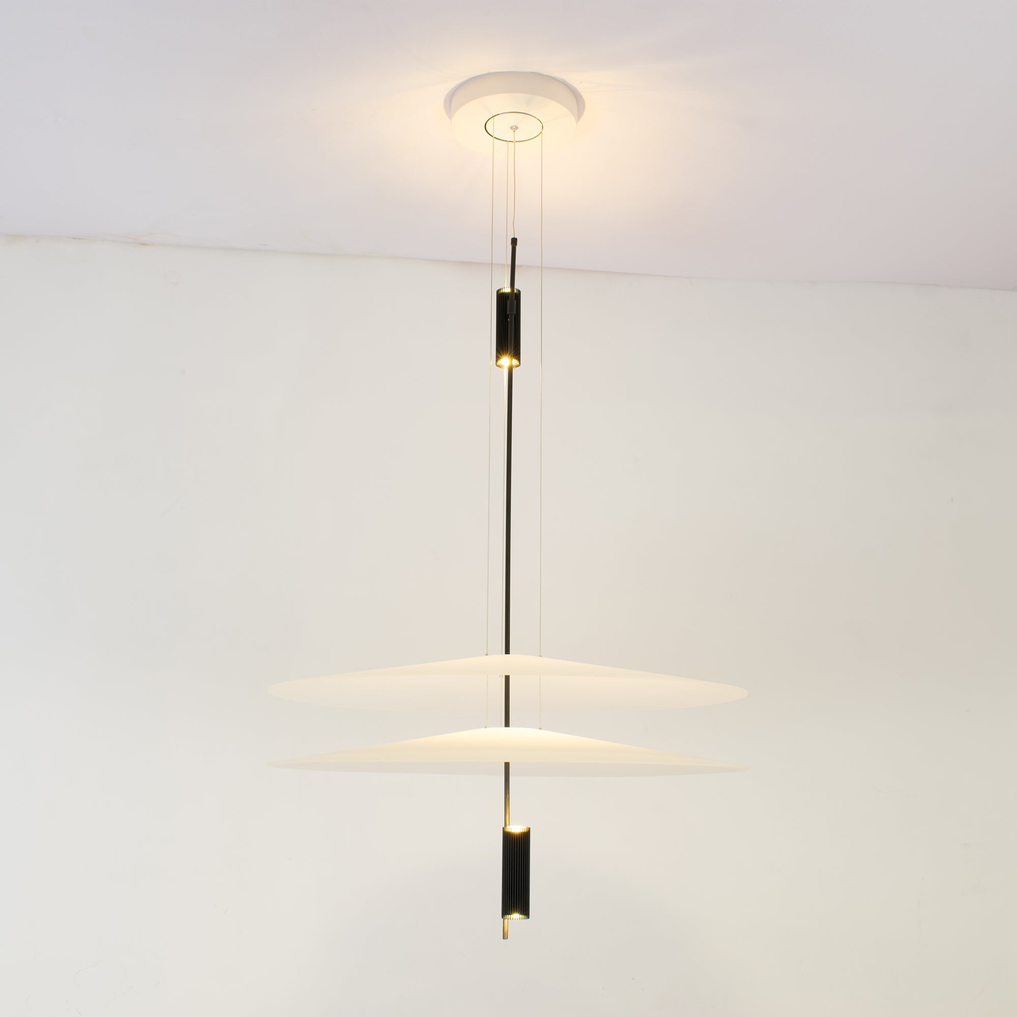 Pendant Light Metal 26 in White LED Ceiling Chandelier Indoor Dining Room Living Area Hanging Lamp | Thomler
