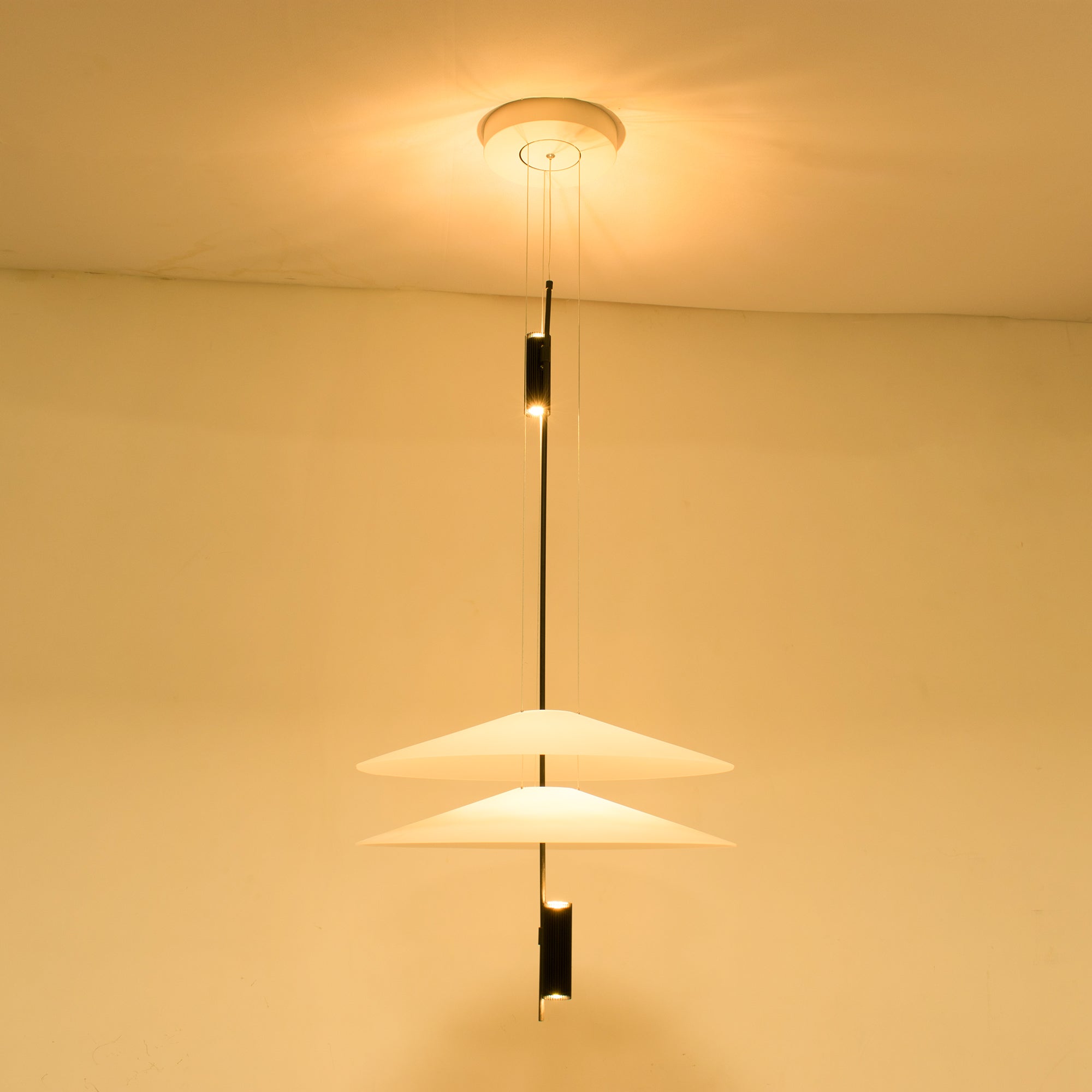 Pendant Light Metal 26 in White LED Ceiling Chandelier Indoor Dining Room Living Area Hanging Lamp | Thomler
