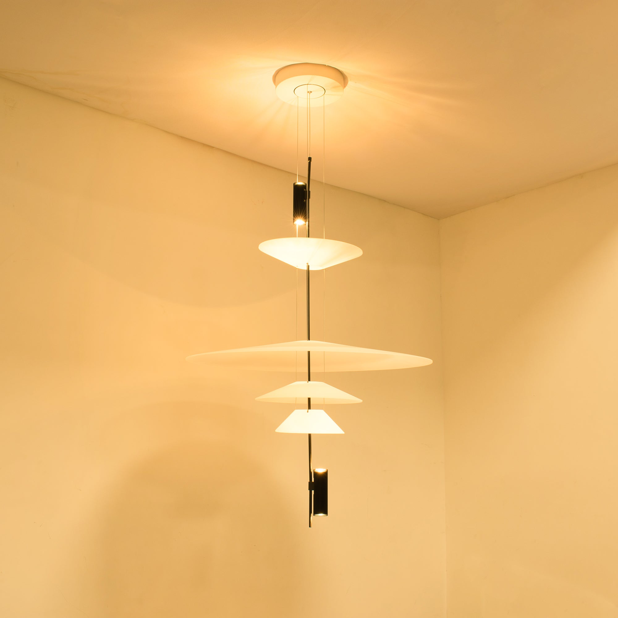 Pendant Light Metal 26 in White LED Ceiling Chandelier Indoor Dining Room Living Area Hanging Lamp | Thomler