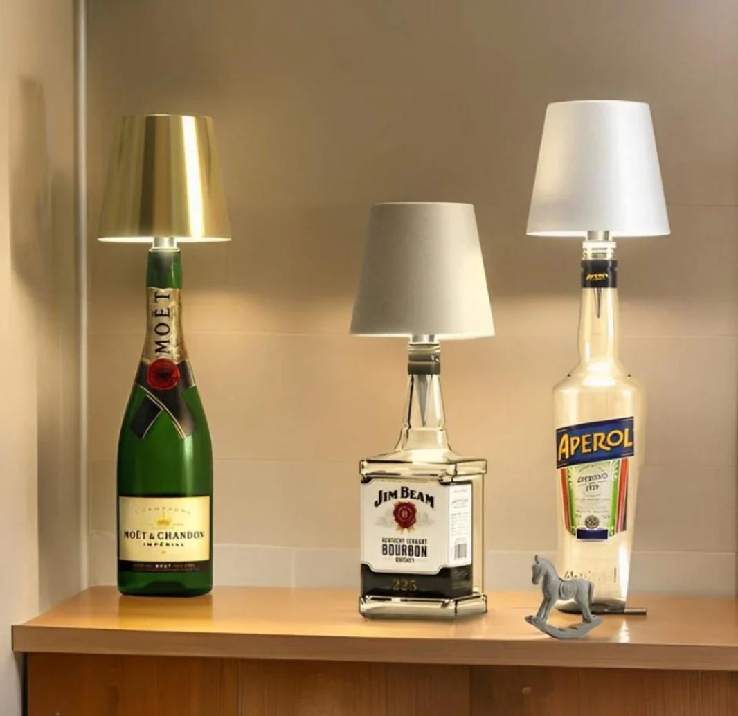 Rechargeable LED Bottle Lamp Adapter for Wine Bottles & Decorative Glass | Cordless Ambient Light Base for Home Decor & Dining | Thomler