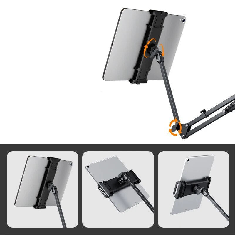 Adjustable Tablet Arm Stand with Full Rotation Mount for iPad & Tablets – Aluminum Desktop & Bedside Holder | Thomler