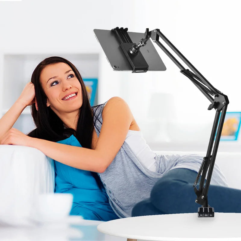 Adjustable Tablet Arm Stand with Full Rotation Mount for iPad & Tablets – Aluminum Desktop & Bedside Holder | Thomler