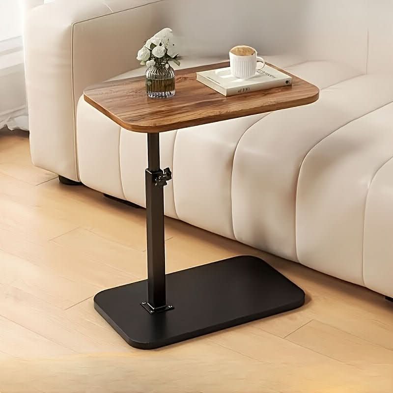 Adjustable Side Table with Height Control for Sofa & Bedside Use in Wood & Metal Frame | Thomler