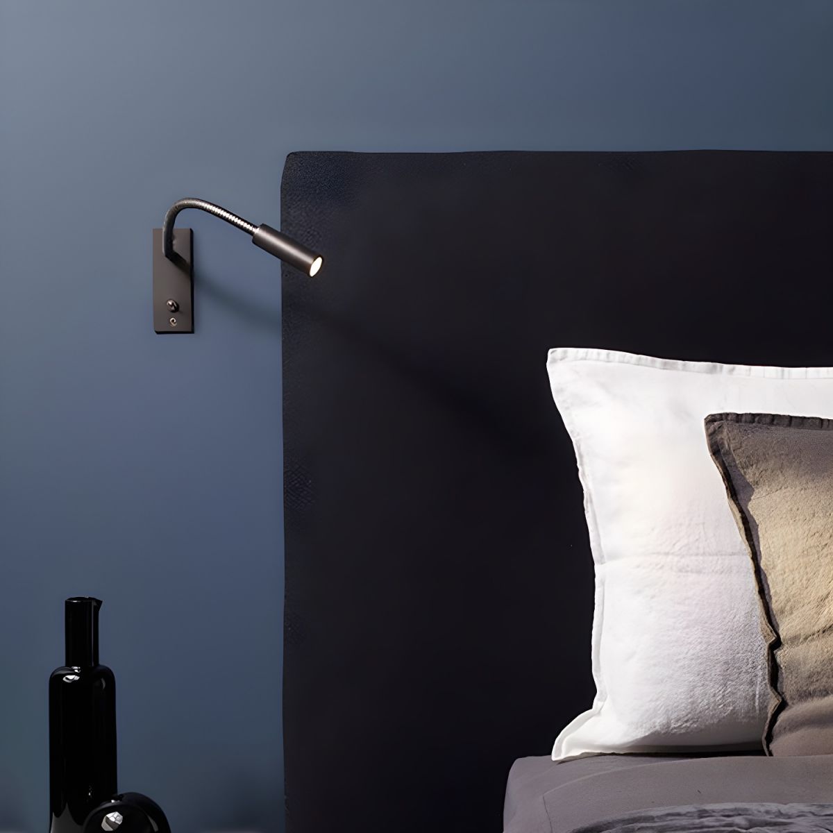 Wall Lamp Metal Flexible Gooseneck Integrated LED Black Bedroom Reading Task Light Modern Bedside Lighting | Thomler