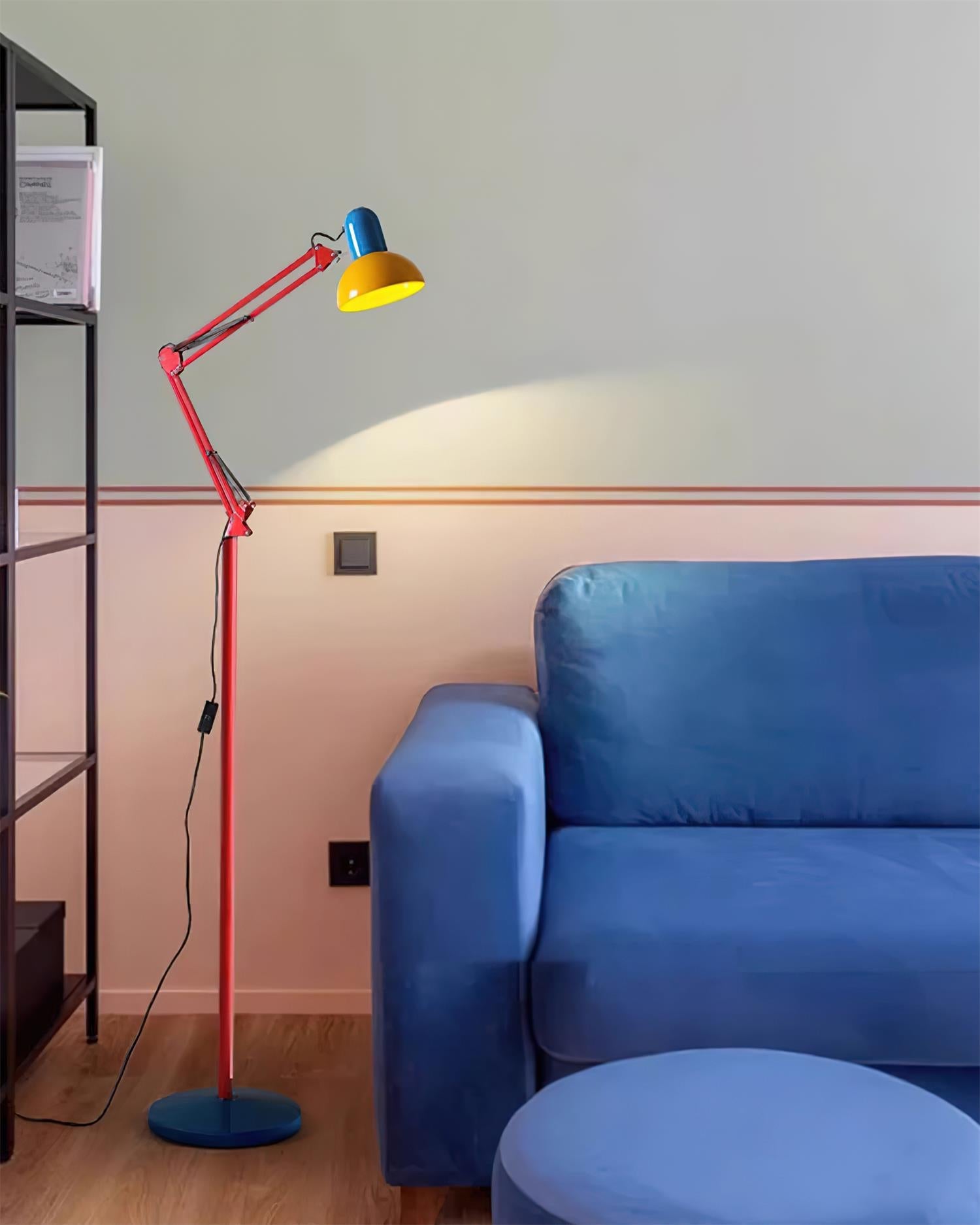 Floor Lamp Metal 74 in Adjustable Indoor Reading Light Blue Red Yellow Modern Home Office Lighting | Thomler