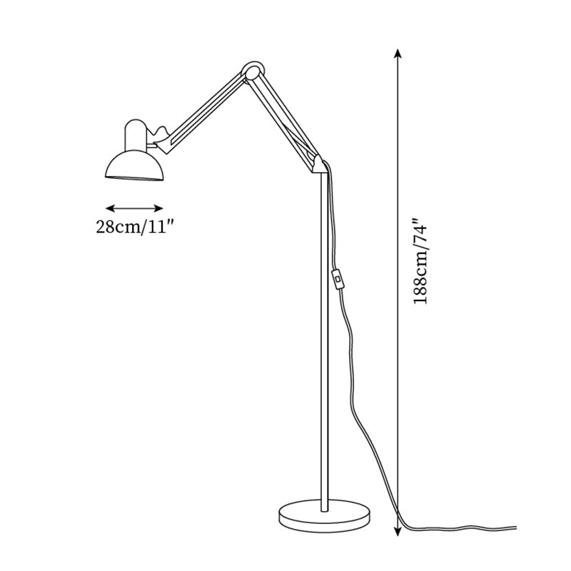 Floor Lamp Metal 74 in Adjustable Indoor Reading Light Blue Red Yellow Modern Home Office Lighting | Thomler