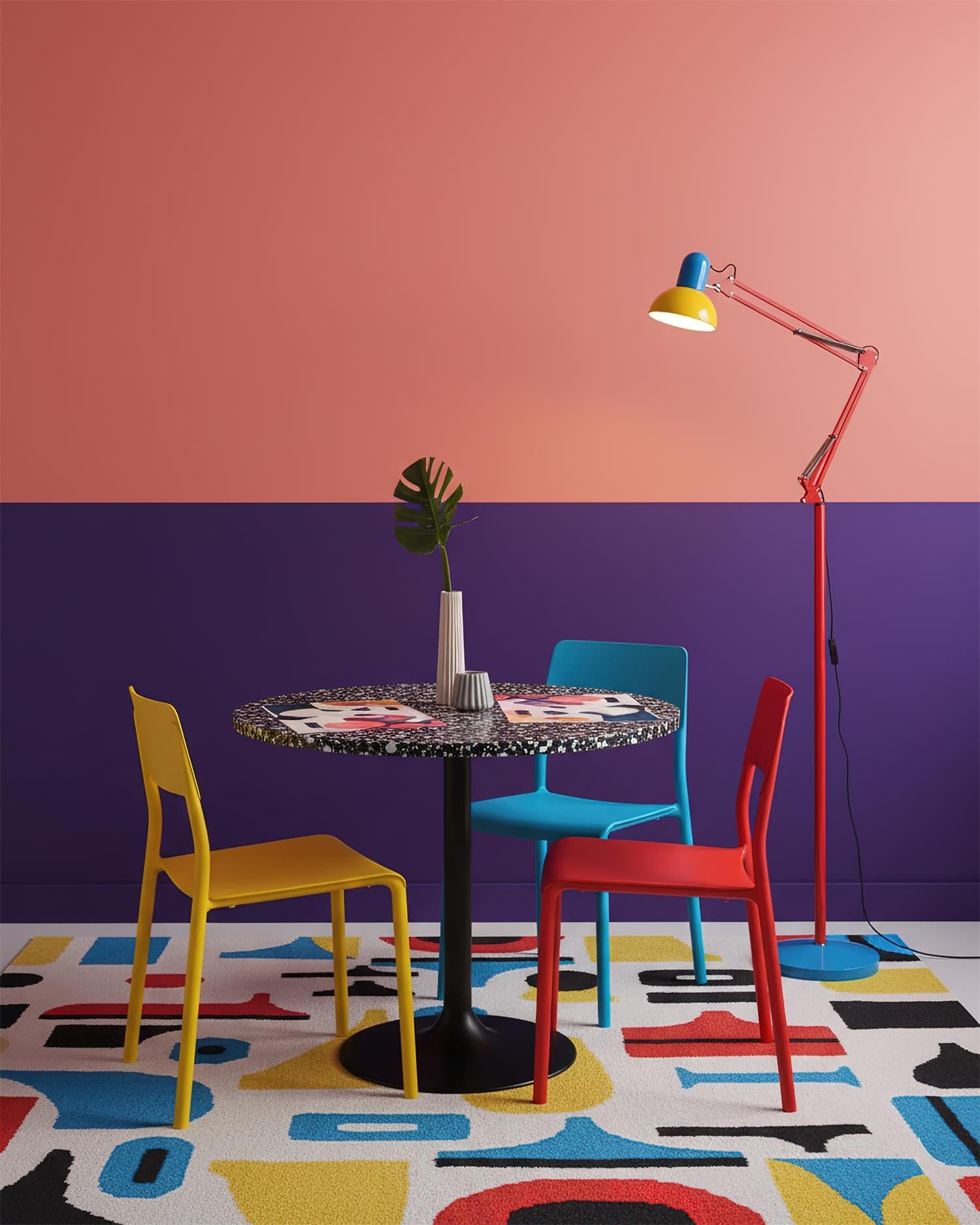 Floor Lamp Metal 74 in Adjustable Indoor Reading Light Blue Red Yellow Modern Home Office Lighting | Thomler