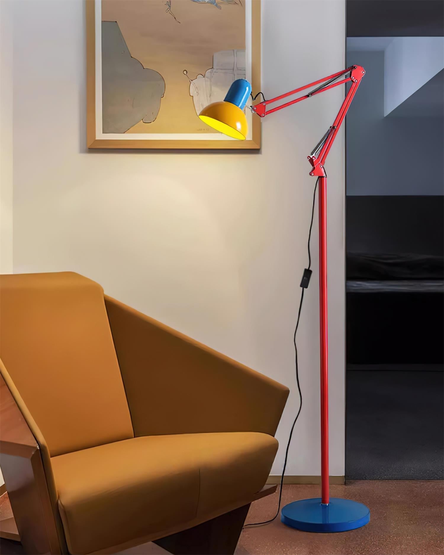 Floor Lamp Metal 74 in Adjustable Indoor Reading Light Blue Red Yellow Modern Home Office Lighting | Thomler