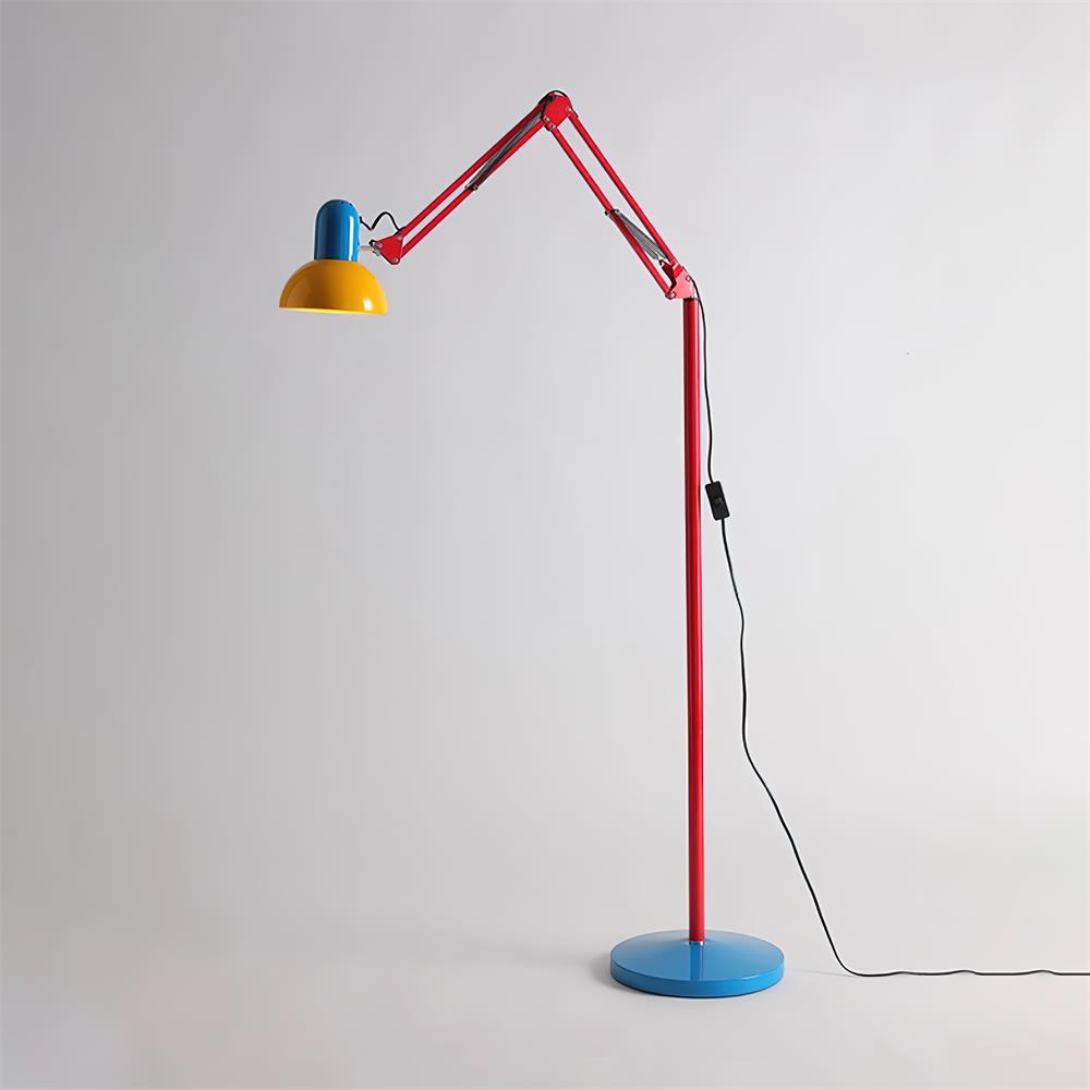 Floor Lamp Metal 74 in Adjustable Indoor Reading Light Blue Red Yellow Modern Home Office Lighting | Thomler