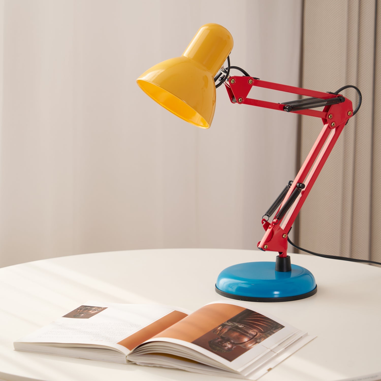 Table Lamp Metal 21.6 in Adjustable Blue Red Yellow Desk Lighting Indoor Use | Thomler