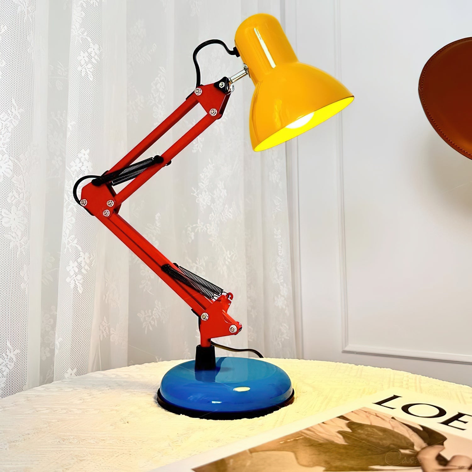 Table Lamp Metal 21.6 in Adjustable Blue Red Yellow Desk Lighting Indoor Use | Thomler