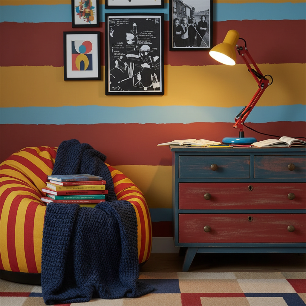 Table Lamp Metal 21.6 in Adjustable Blue Red Yellow Desk Lighting Indoor Use | Thomler