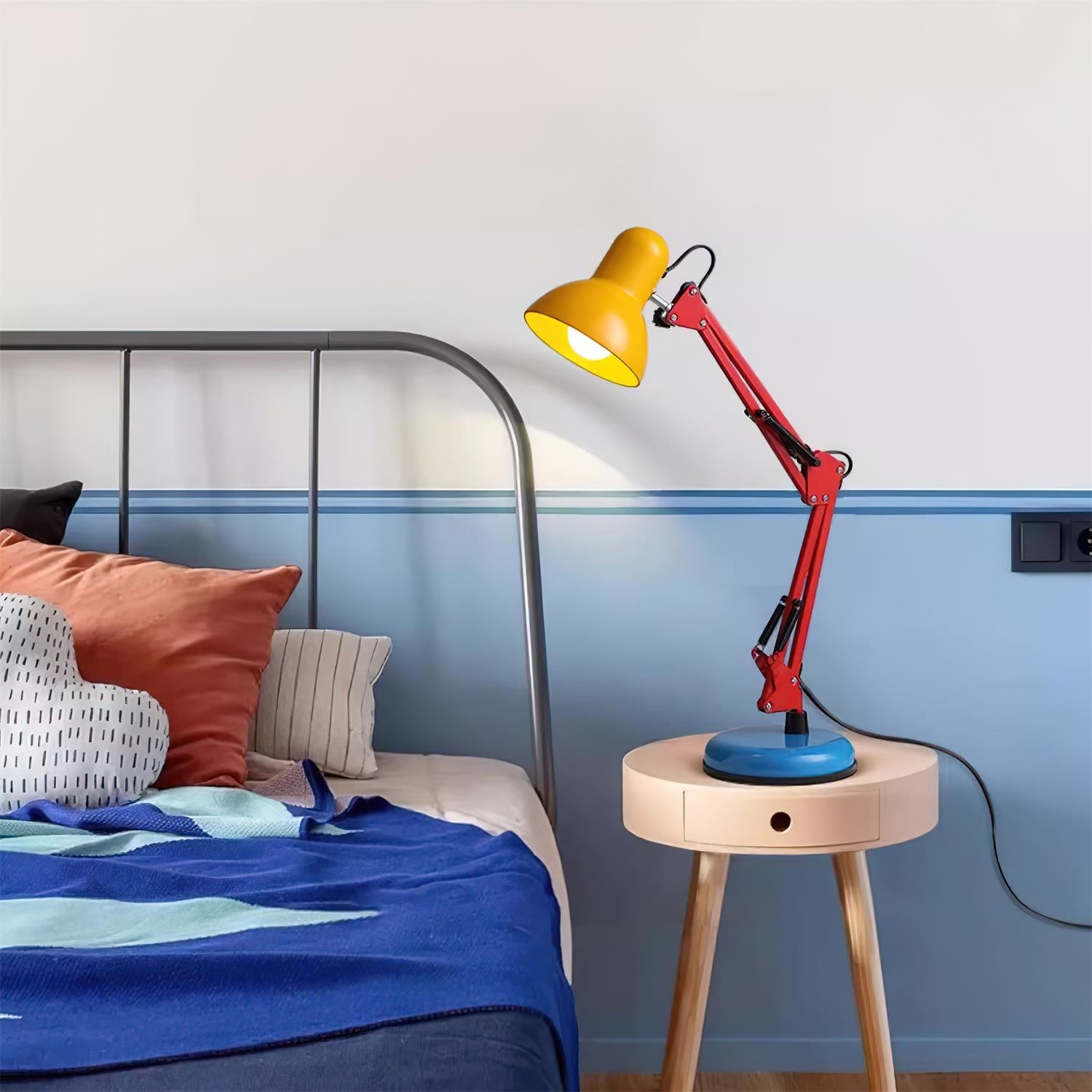 Table Lamp Metal 21.6 in Adjustable Blue Red Yellow Desk Lighting Indoor Use | Thomler