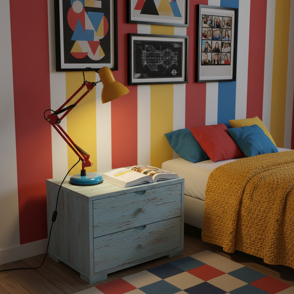 Table Lamp Metal 21.6 in Adjustable Blue Red Yellow Desk Lighting Indoor Use | Thomler