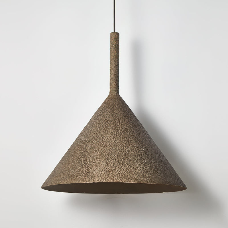 Iron Ceiling Fixture Hammered Texture Adjustable Height 18×19 in Overhead Dining Kitchen Island Entryway Aged Bronze Cone Shade | Thomler