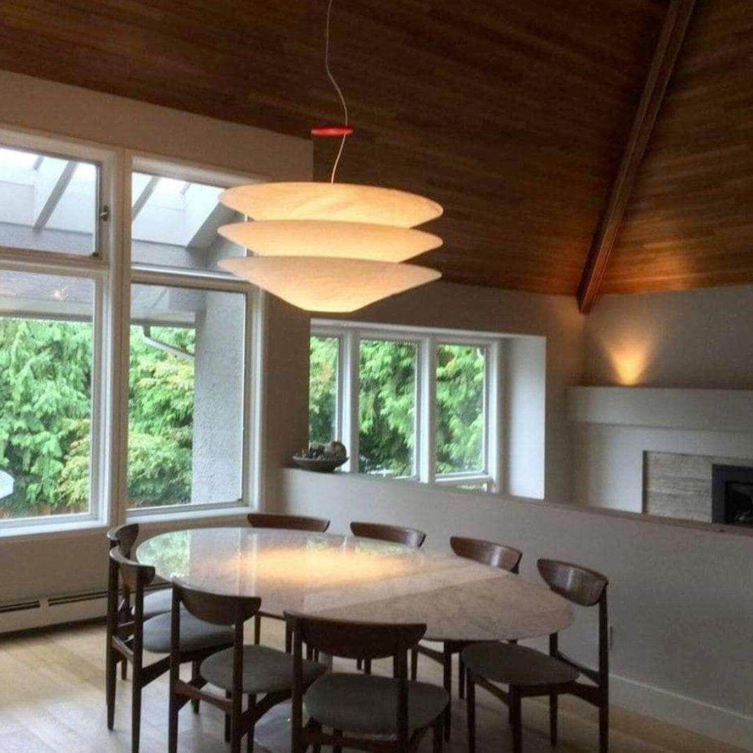 Pendant Light Metal Dupont Paper Ring 29.5 in Red Dining Room Kitchen Island Modern Hanging Ceiling Fixture | Thomler