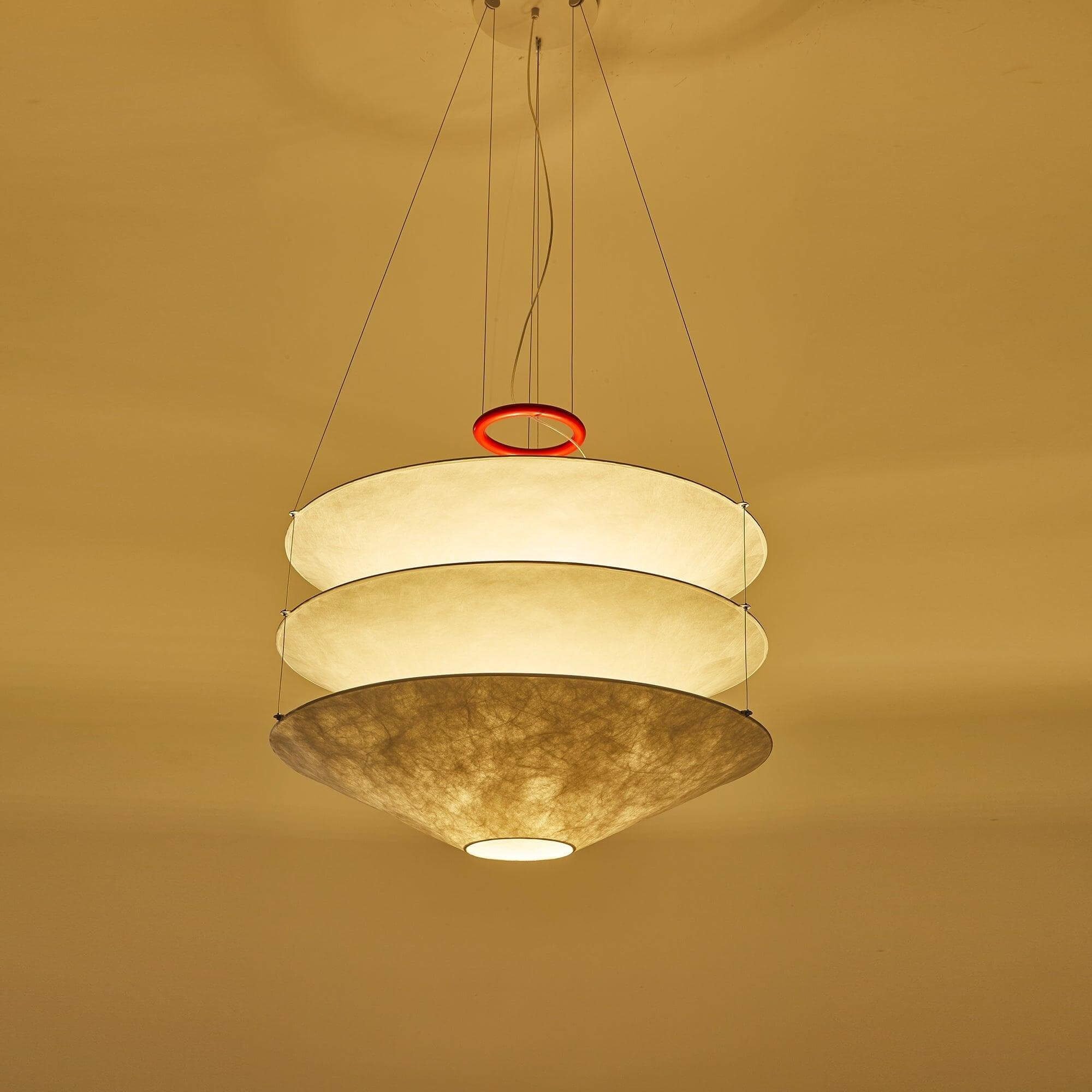 Pendant Light Metal Dupont Paper Ring 29.5 in Red Dining Room Kitchen Island Modern Hanging Ceiling Fixture | Thomler