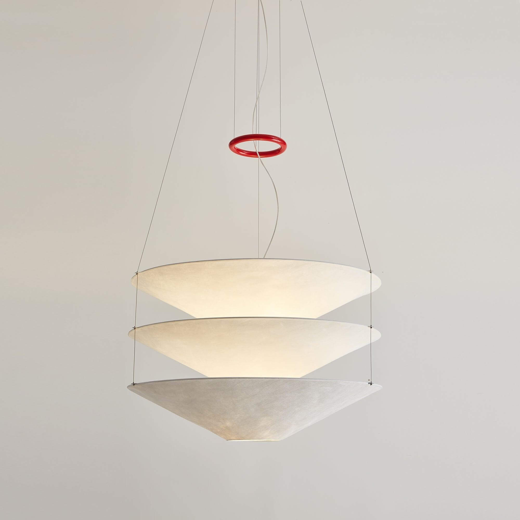 Pendant Light Metal Dupont Paper Ring 29.5 in Red Dining Room Kitchen Island Modern Hanging Ceiling Fixture | Thomler
