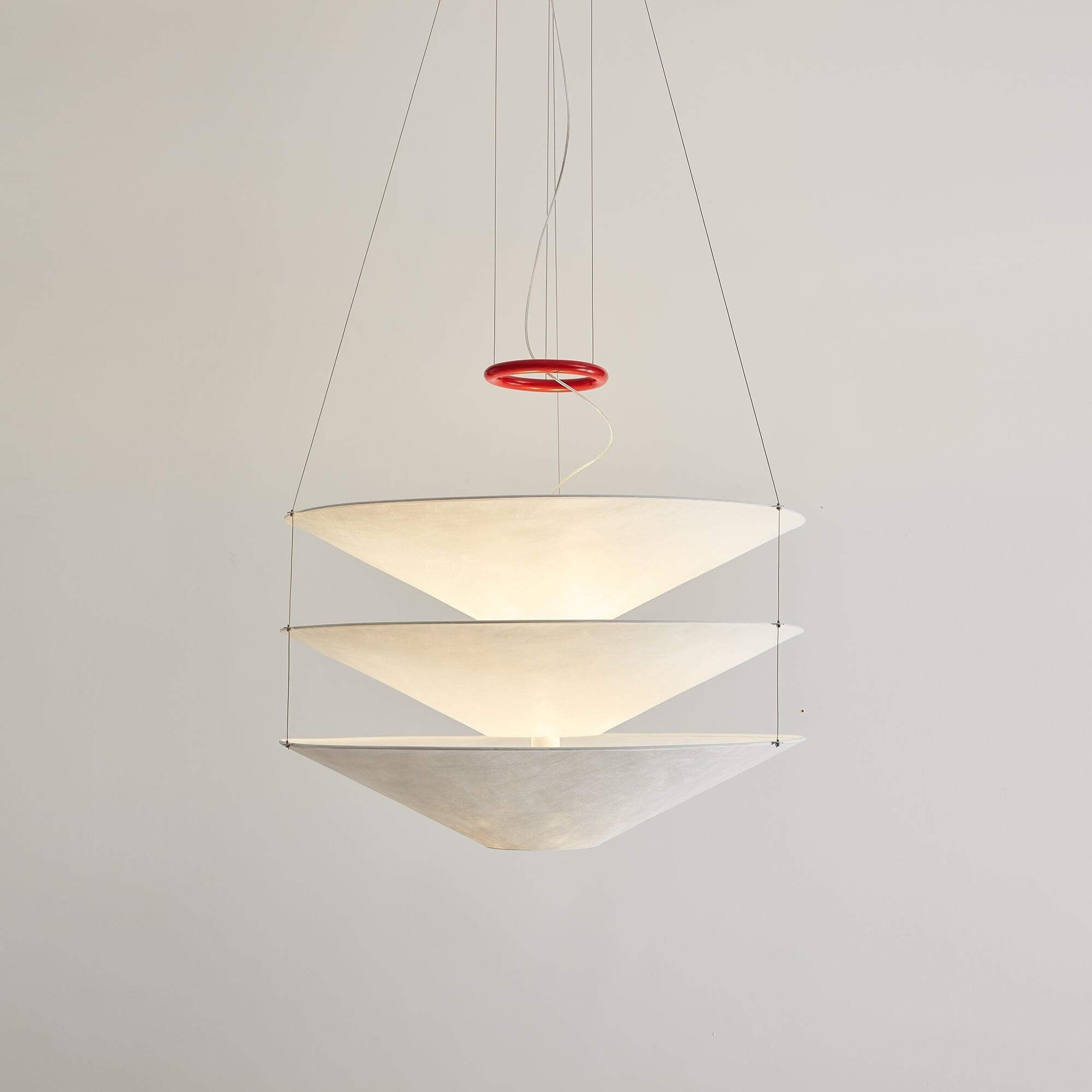 Pendant Light Metal Dupont Paper Ring 29.5 in Red Dining Room Kitchen Island Modern Hanging Ceiling Fixture | Thomler