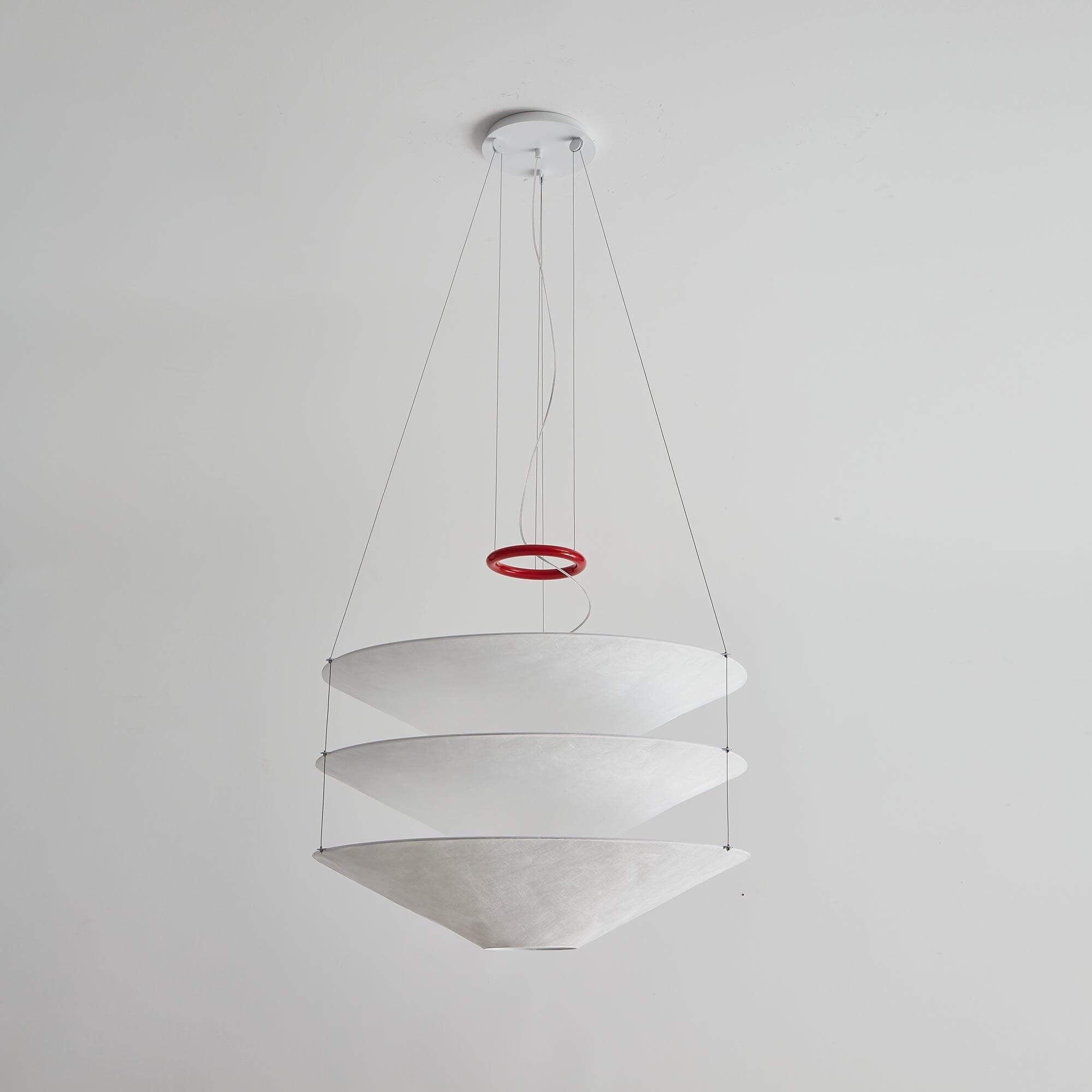 Pendant Light Metal Dupont Paper Ring 29.5 in Red Dining Room Kitchen Island Modern Hanging Ceiling Fixture | Thomler