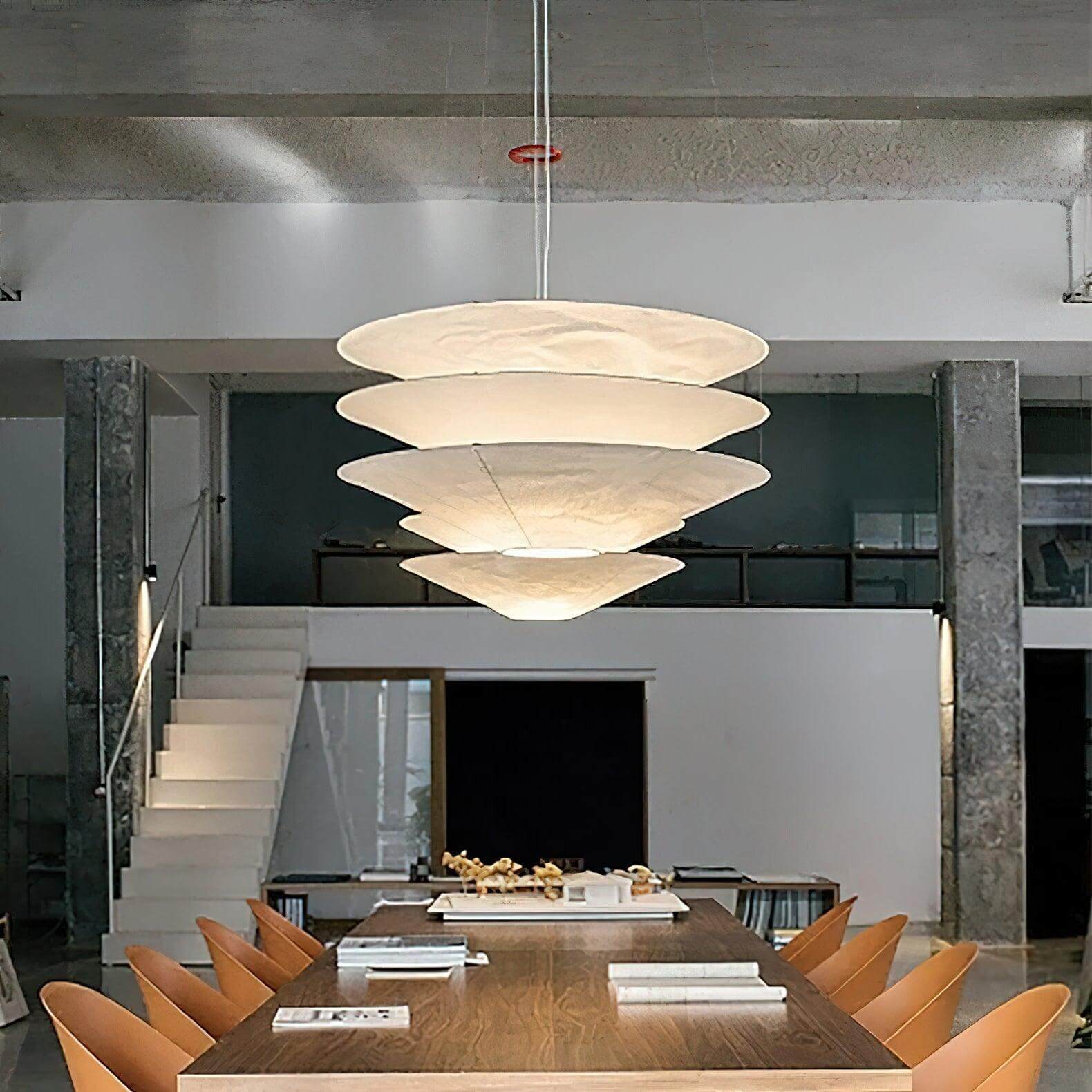 Pendant Light Metal Dupont Paper Ring 29.5 in Red Dining Room Kitchen Island Modern Hanging Ceiling Fixture | Thomler