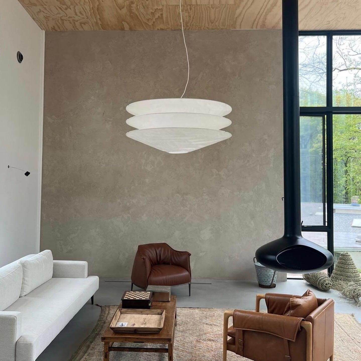Pendant Light Metal Dupont Paper Ring 29.5 in Red Dining Room Kitchen Island Modern Hanging Ceiling Fixture | Thomler