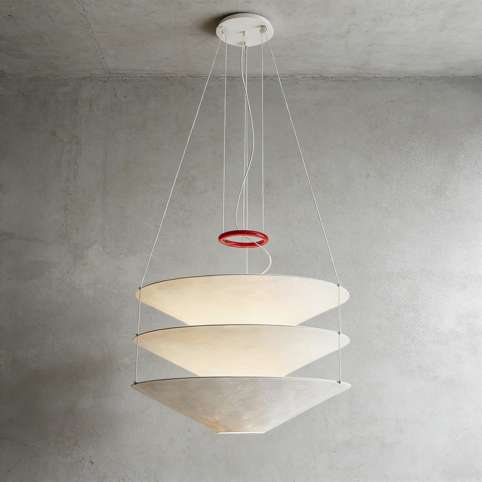 Pendant Light Metal Dupont Paper Ring 29.5 in Red Dining Room Kitchen Island Modern Hanging Ceiling Fixture | Thomler