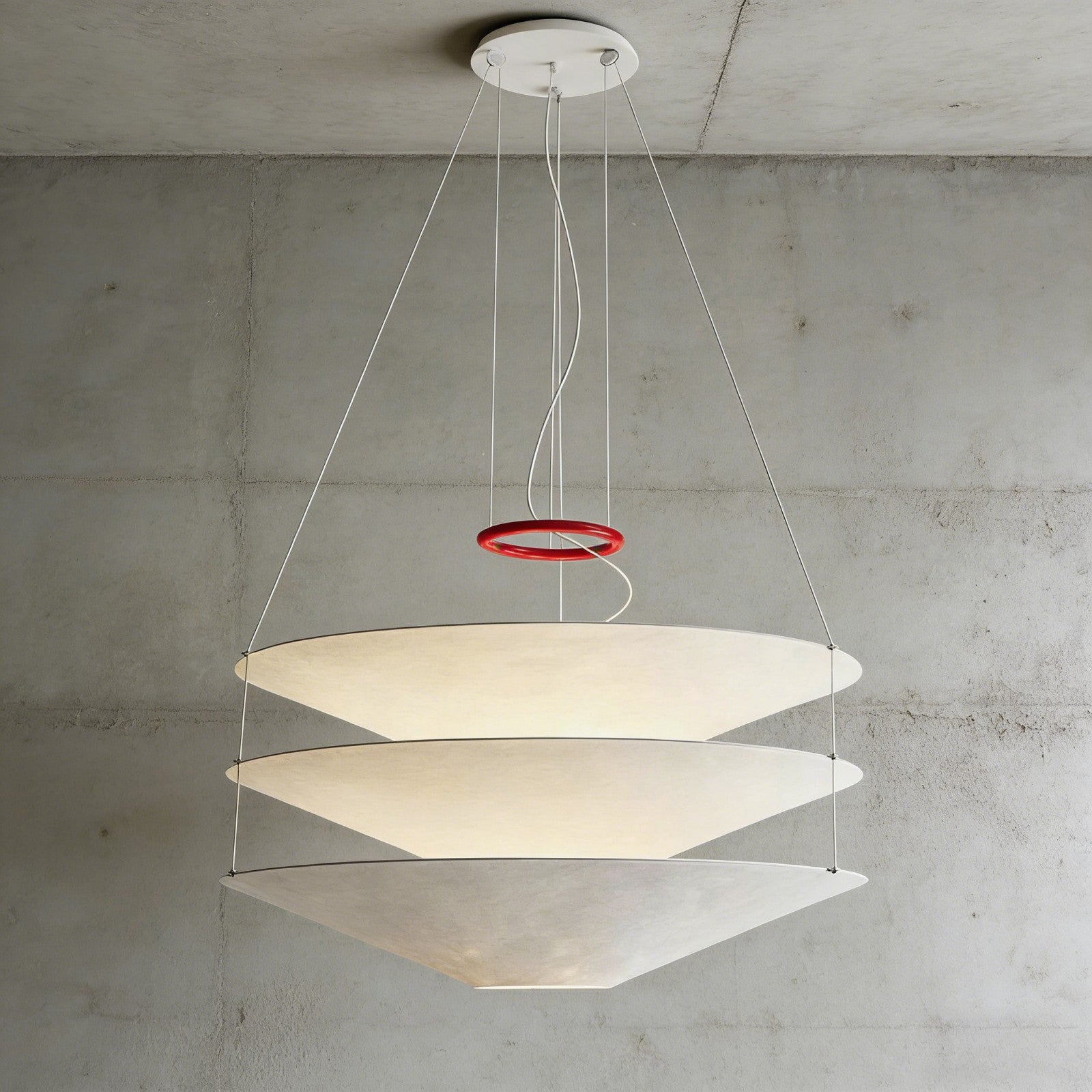 Pendant Light Metal Dupont Paper Ring 29.5 in Red Dining Room Kitchen Island Modern Hanging Ceiling Fixture | Thomler