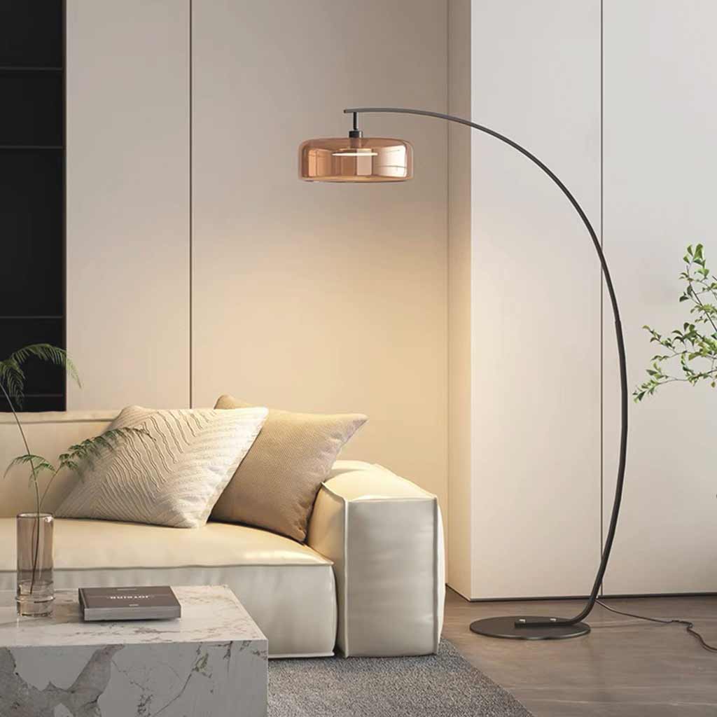 Floor Lamp Iron 70.9 in Adjustable LED 3 Light Colors Amber Smoky Grey Living Room Bedroom Study Lighting | Thomler