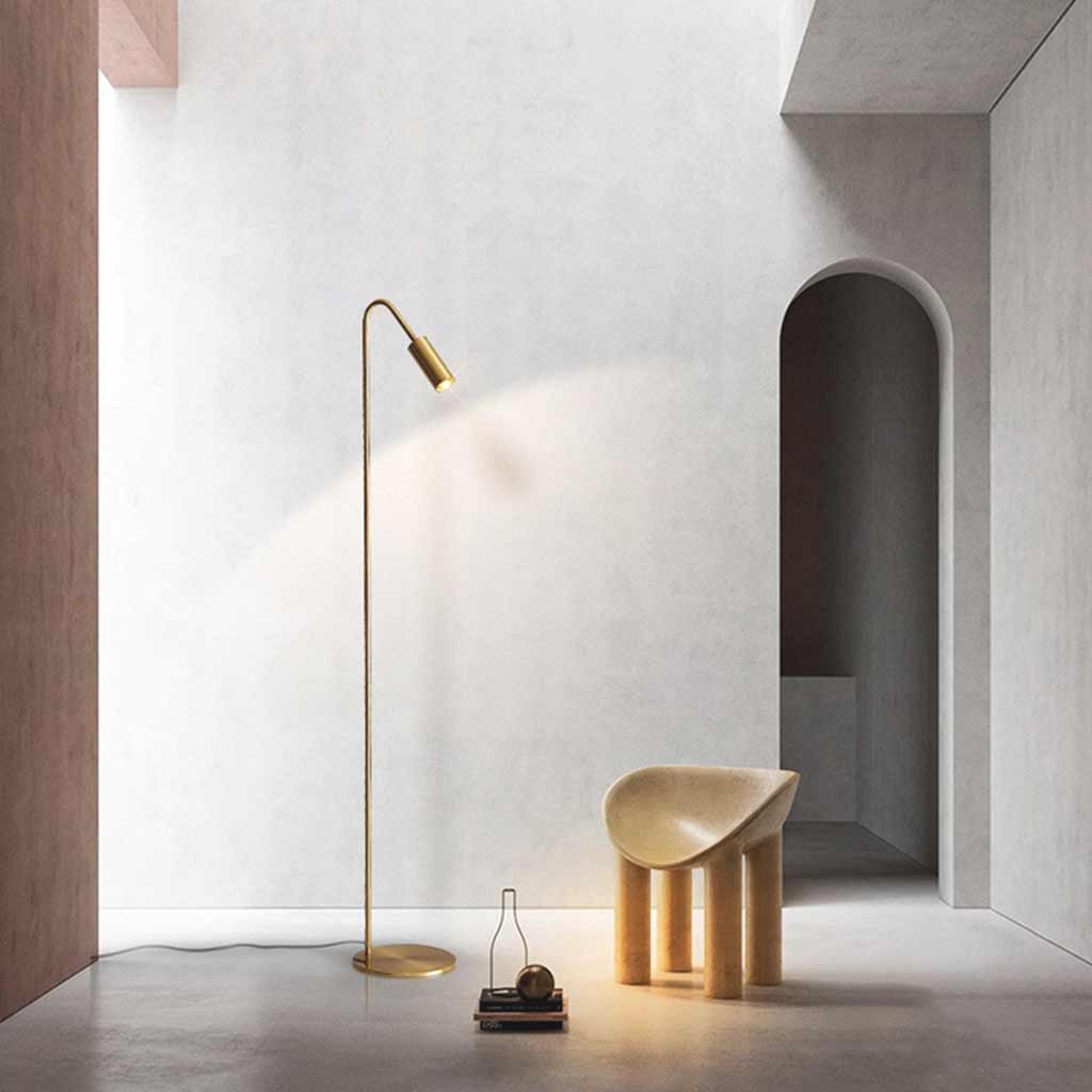 Floor Lamp Brass 51 in Adjustable LED Modern Living Room Gallery Lighting | Thomler