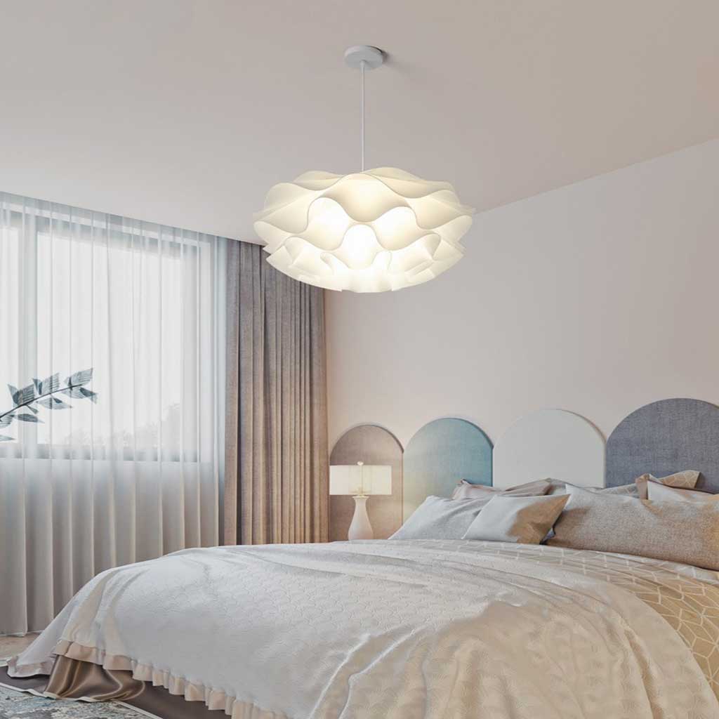 Chandelier Acrylic 19.7 in Modern Elegant Lotus Flower White Living Room Bedroom Dining Room Pendant Light Adjustable LED | Thomler