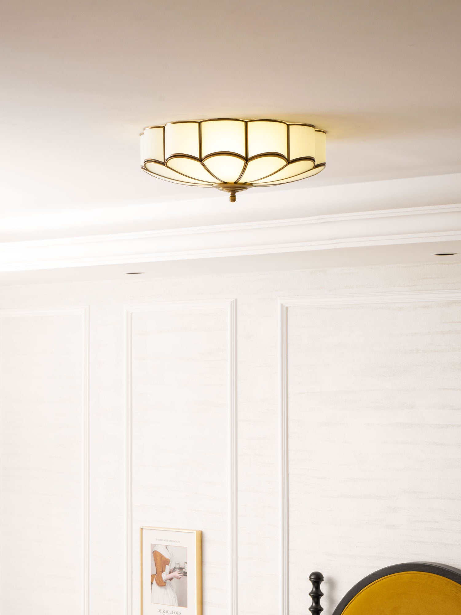 Flower Shape Glass Recessed Ceiling Light 17.7 in Brass Bedroom Study Balcony Indoor Lighting Decorative Fixture | Thomler